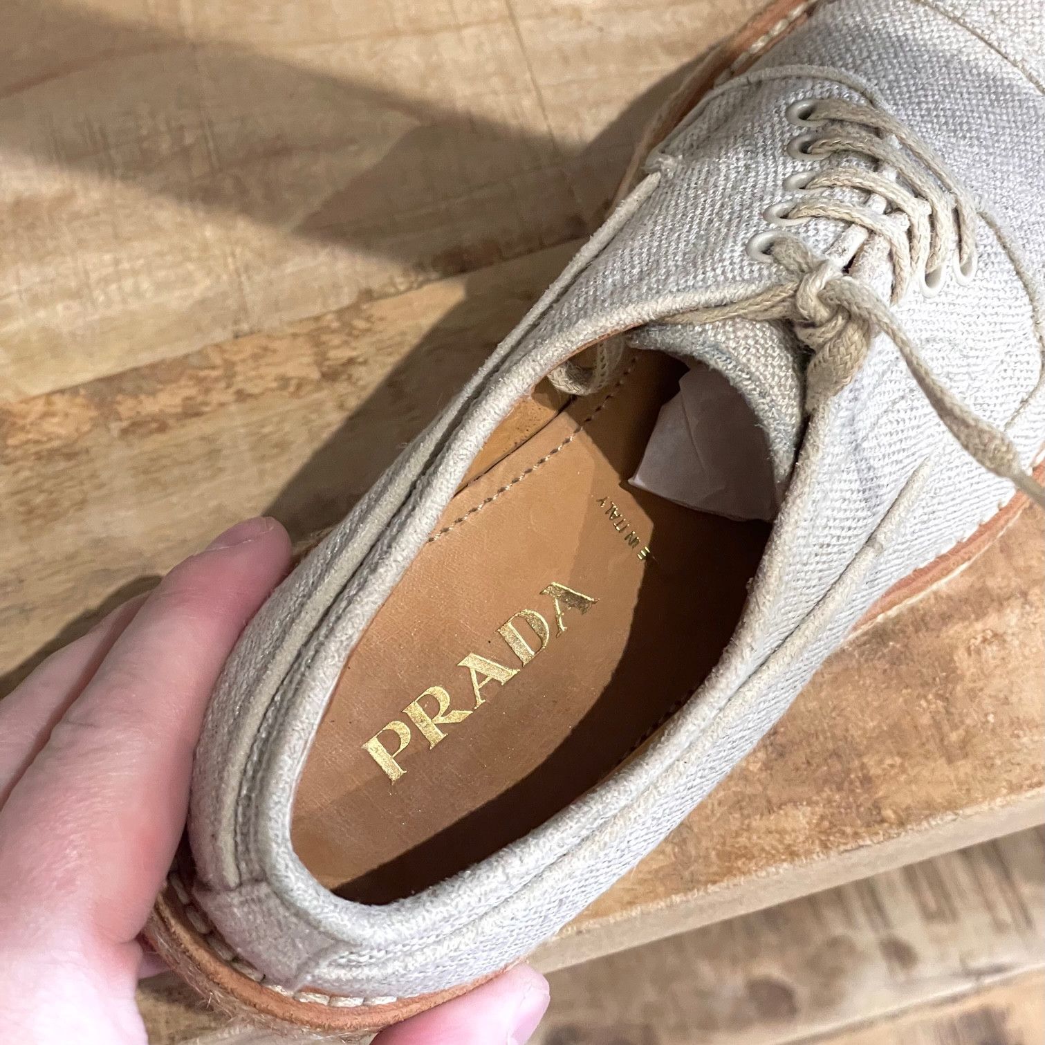 Prada Prada Beige Canvas Platform Creepers Size US 5 / IT 35 - 7 Thumbnail