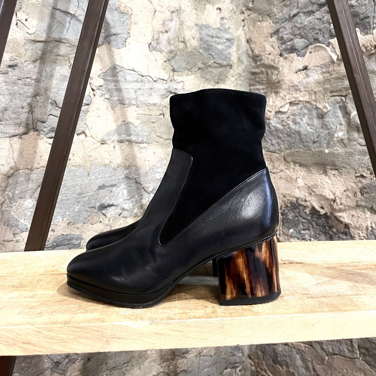 Dries Van Noten Dries Van Noten Black Leather Boots with Plexi Heel Size US 6.5 / IT 36.5 - 5 Thumbnail
