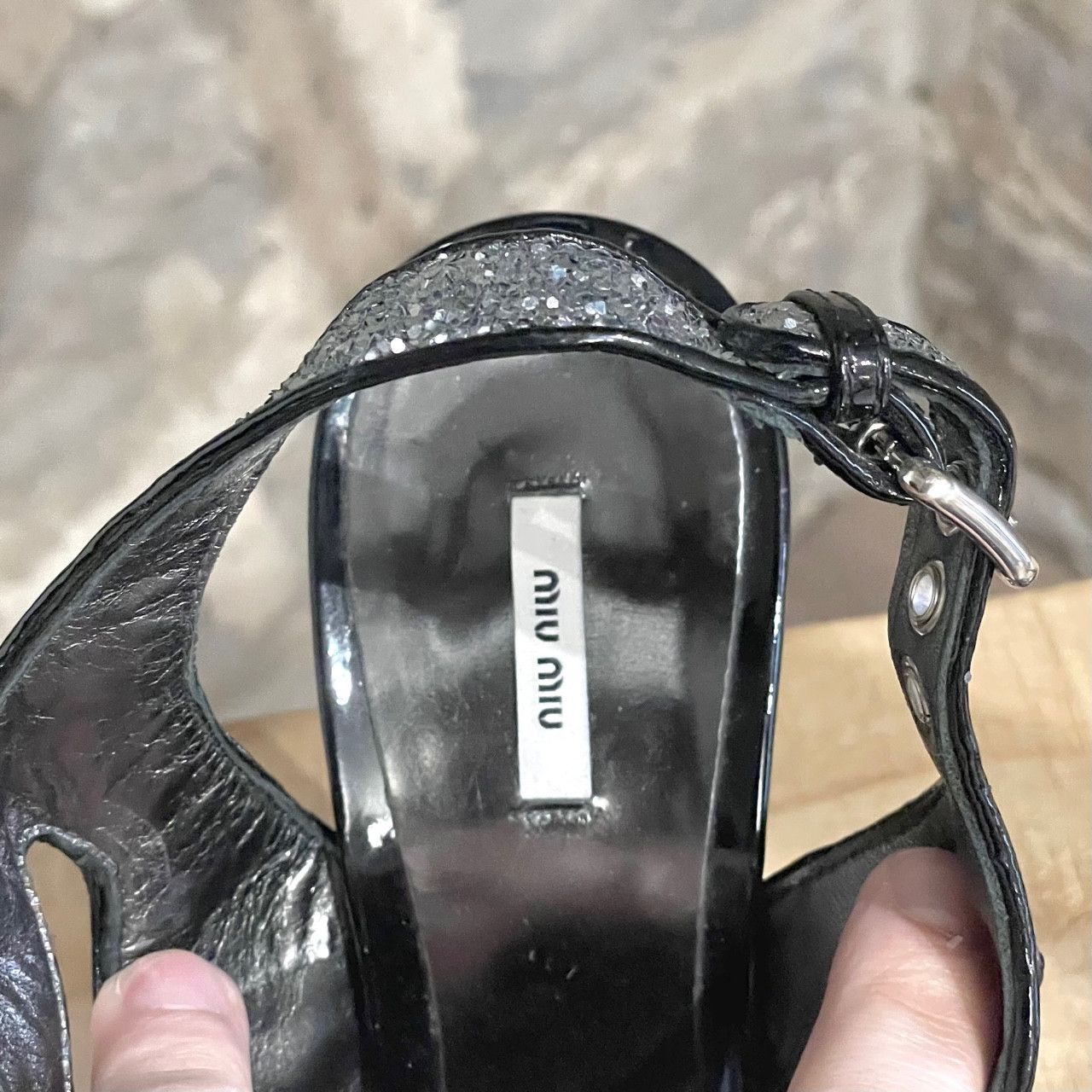 Miu Miu Miu Miu Silver Glitter Platform Sandals Size US 9.5 / IT 39.5 - 8 Thumbnail