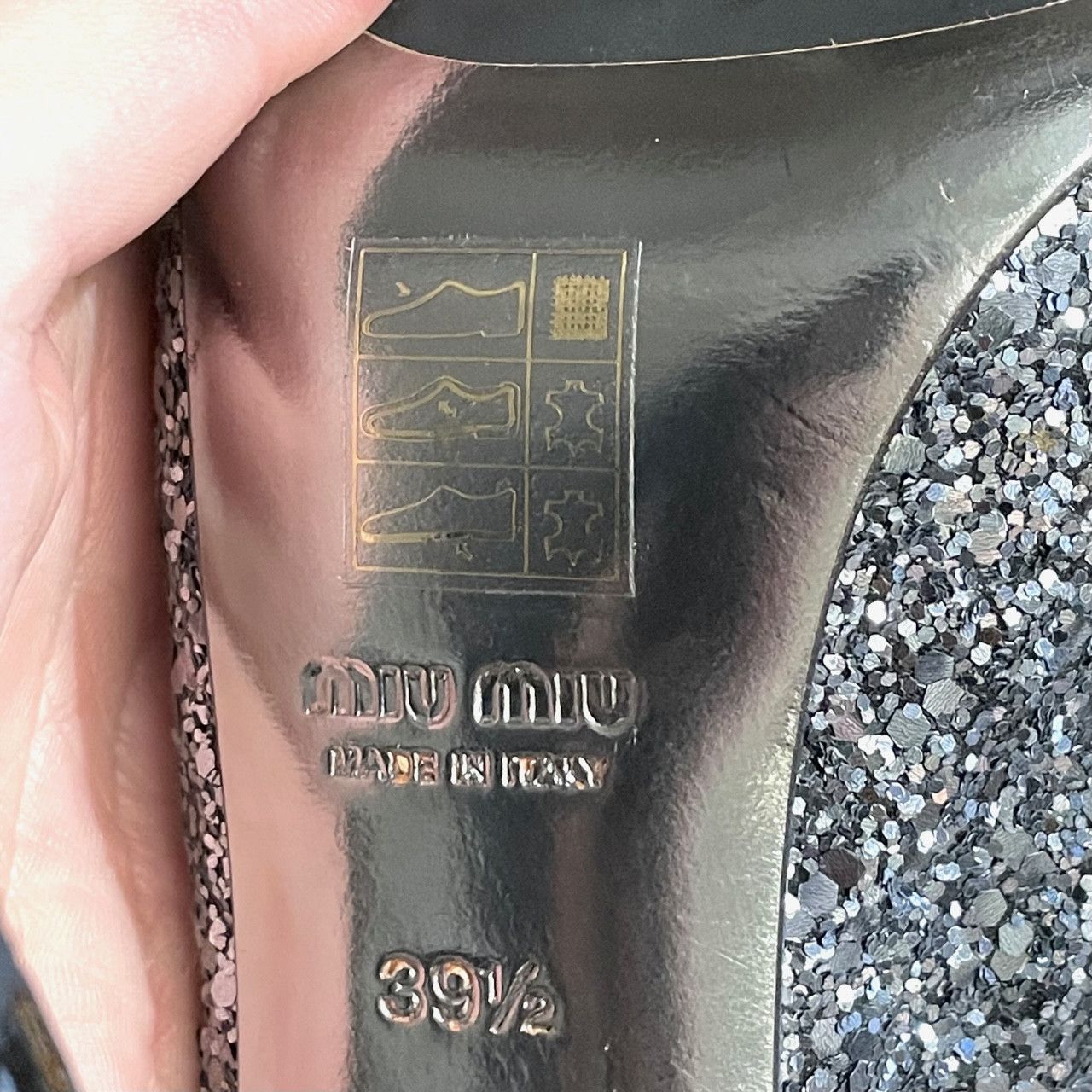 Miu Miu Miu Miu Silver Glitter Platform Sandals Size US 9.5 / IT 39.5 - 6 Thumbnail