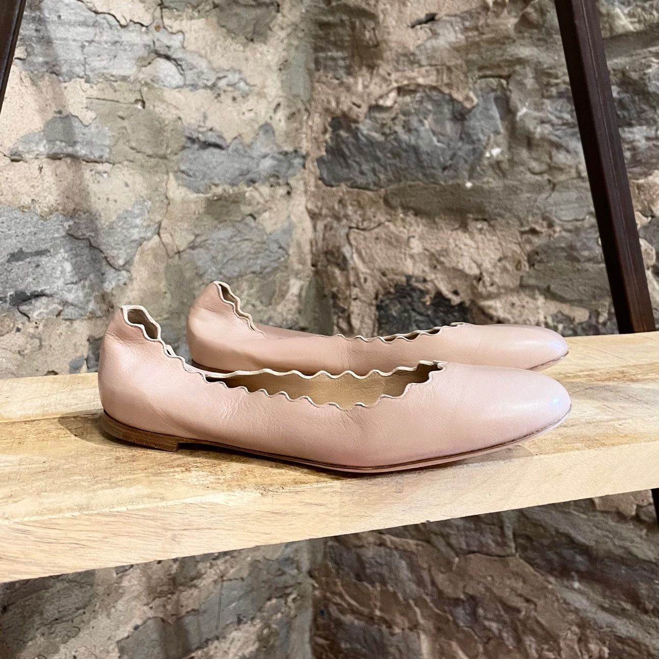 Chloe Chloé Nude Leather Lauren Scalloped Ballerinas Flats Size US 8 / IT 38 - 1 Thumbnail