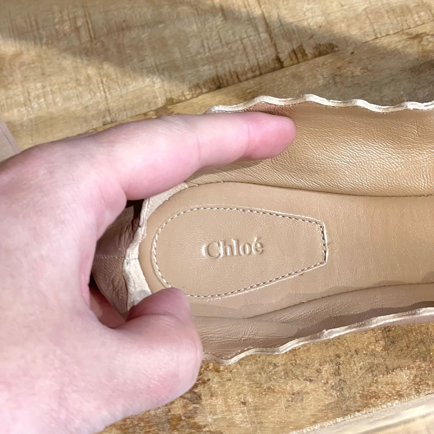 Chloe Chloé Nude Leather Lauren Scalloped Ballerinas Flats Size US 8 / IT 38 - 8 Thumbnail
