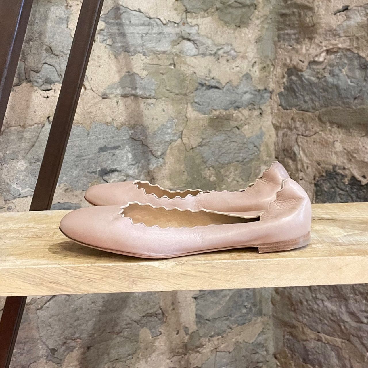 Chloe Chloé Nude Leather Lauren Scalloped Ballerinas Flats Size US 8 / IT 38 - 5 Thumbnail