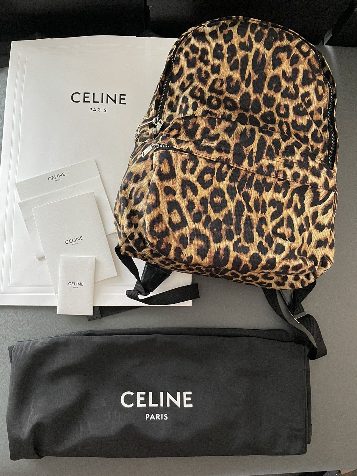 Celine × Hedi Slimane Runway Celine Paris Leopard Backpack Limited Edition Size ONE SIZE - 4 Thumbnail