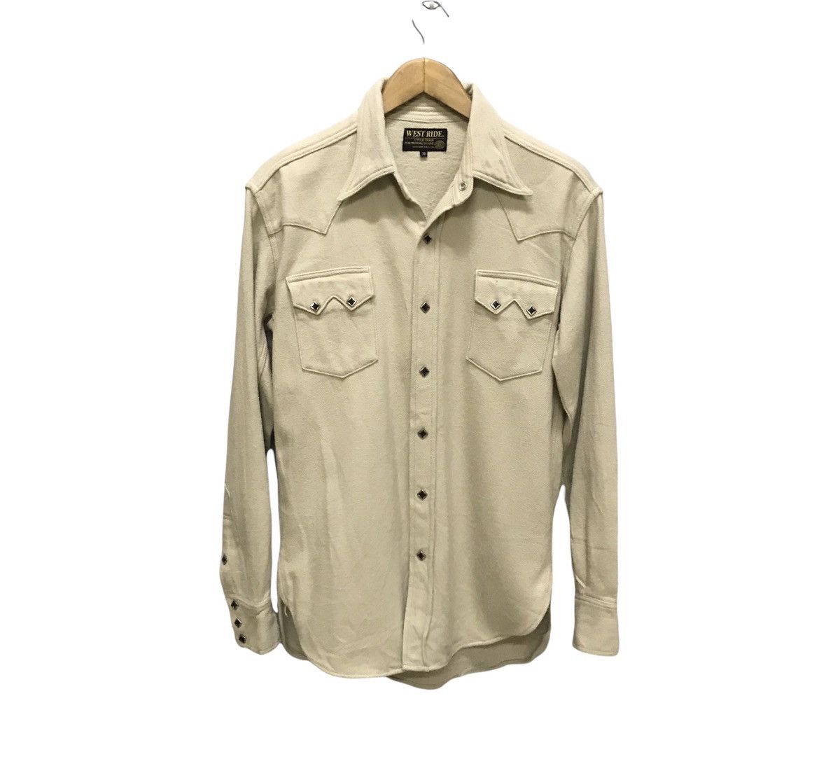 image of Vintage Western Ride Button Up Jacket in Cream, Men's (Size Medium)