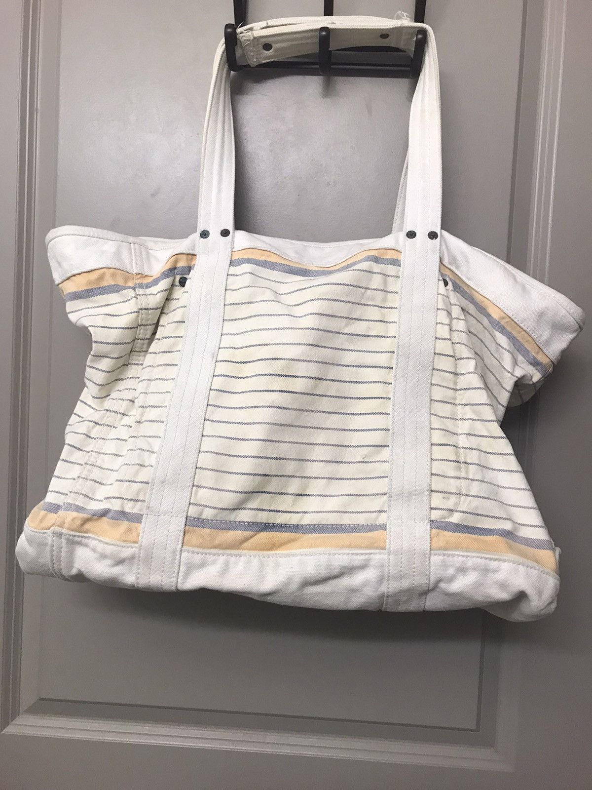 J.Crew J Crew Heavy Duty XL Stripped Canvas Tote Bag - Vintage Size ONE SIZE - 13 Thumbnail
