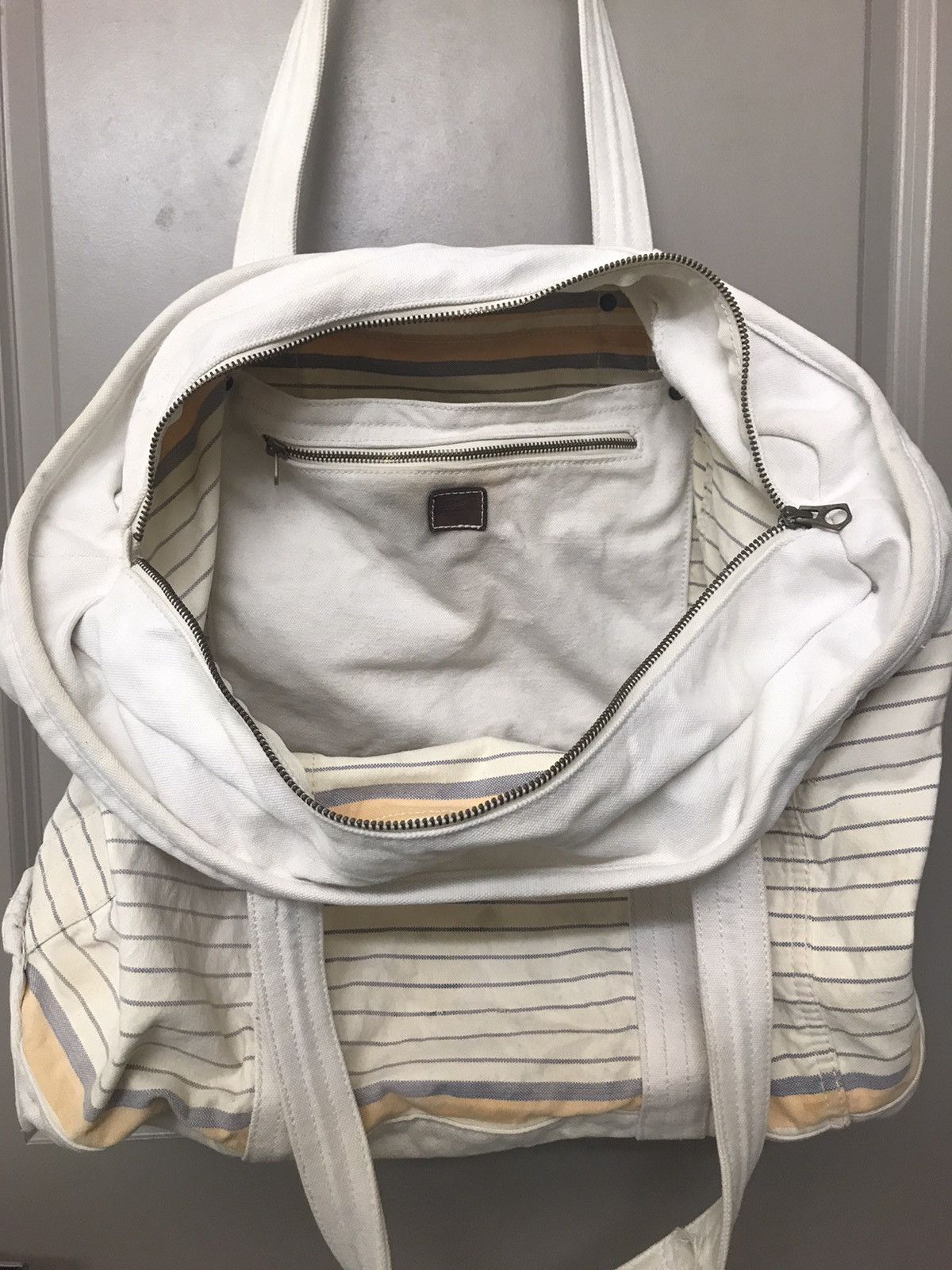 J.Crew J Crew Heavy Duty XL Stripped Canvas Tote Bag - Vintage Size ONE SIZE - 4 Thumbnail