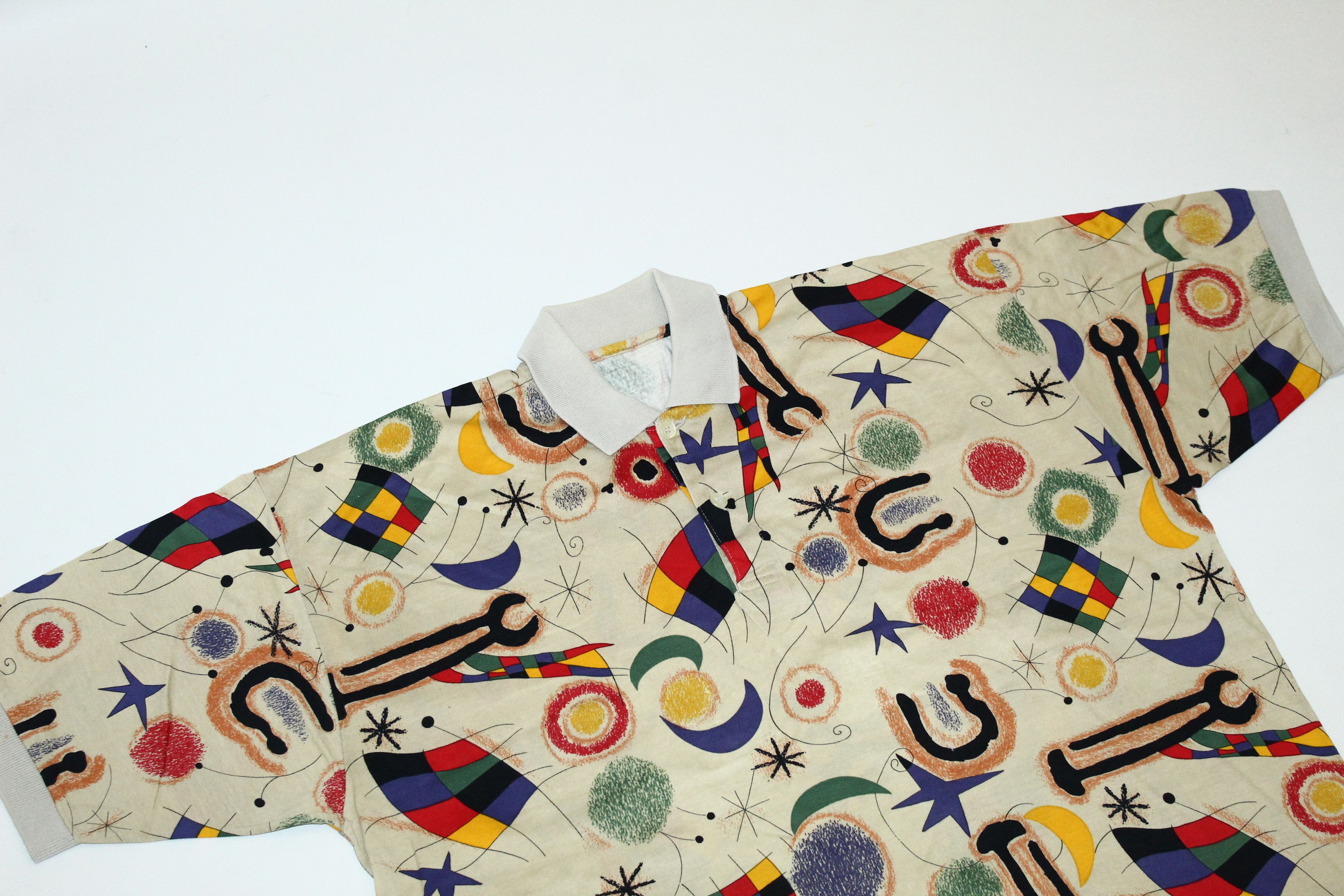 Japanese Brand VTG🔥Cosmic Pop Art Design Piquet Cotton Polo Shirt Size US M / EU 48-50 / 2 - 2 Thumbnail