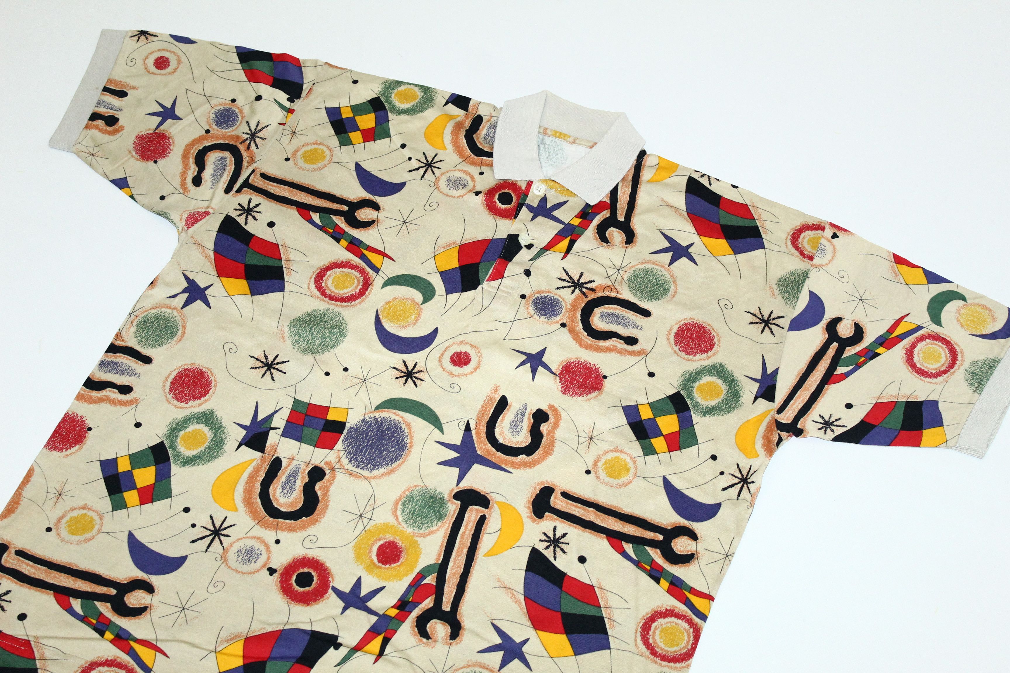 Japanese Brand VTG🔥Cosmic Pop Art Design Piquet Cotton Polo Shirt Size US M / EU 48-50 / 2 - 3 Thumbnail
