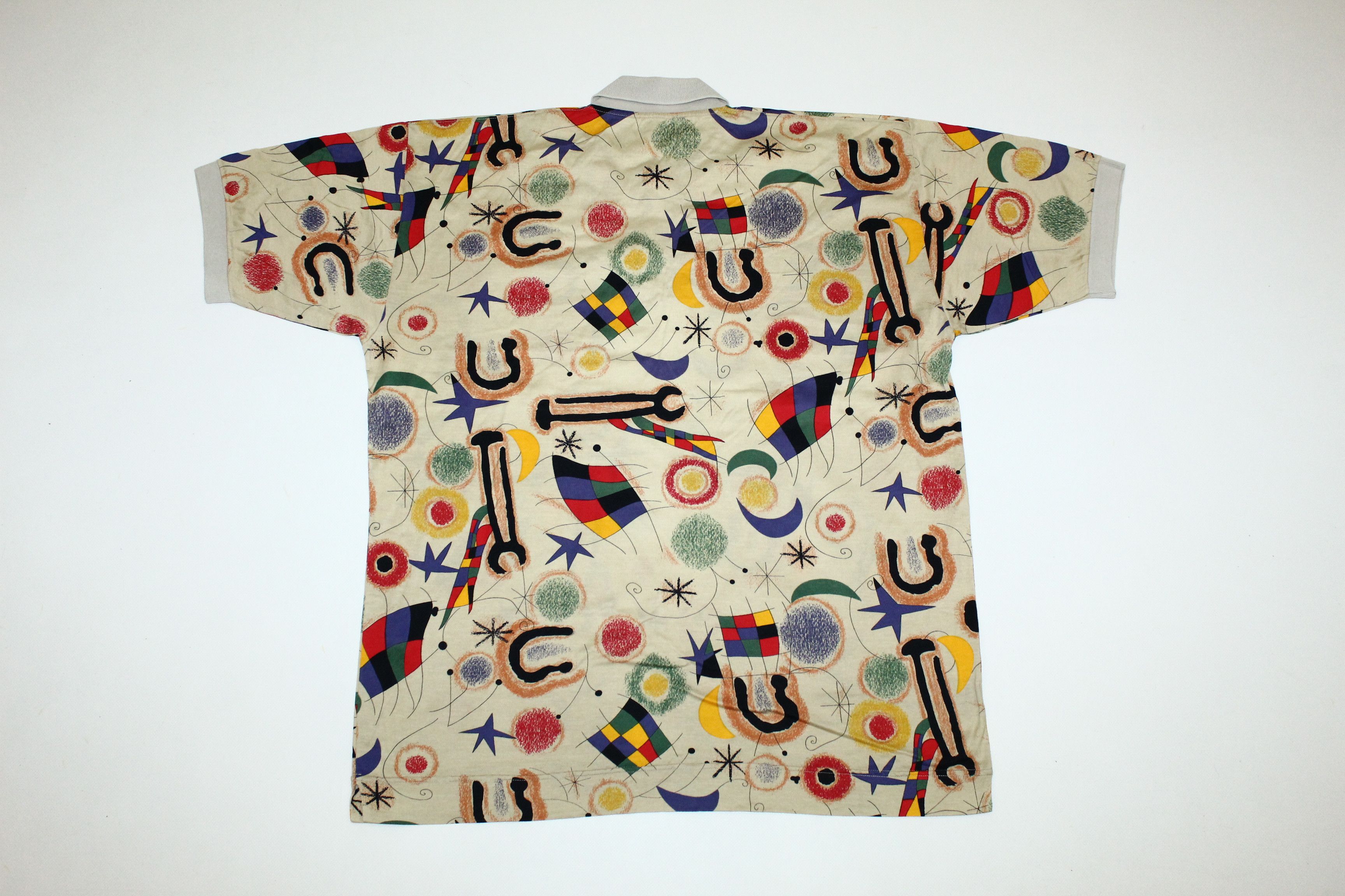 Japanese Brand VTG🔥Cosmic Pop Art Design Piquet Cotton Polo Shirt Size US M / EU 48-50 / 2 - 8 Thumbnail