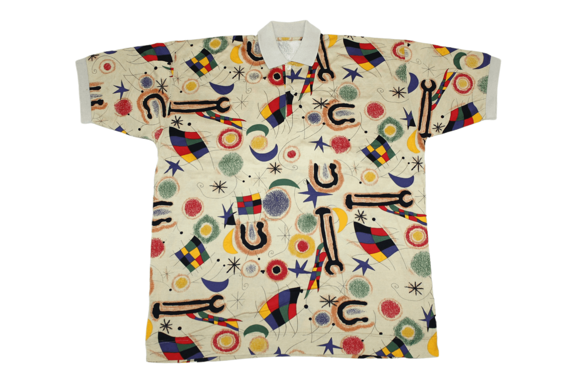 Japanese Brand VTG🔥Cosmic Pop Art Design Piquet Cotton Polo Shirt Size US M / EU 48-50 / 2 - 1 Thumbnail