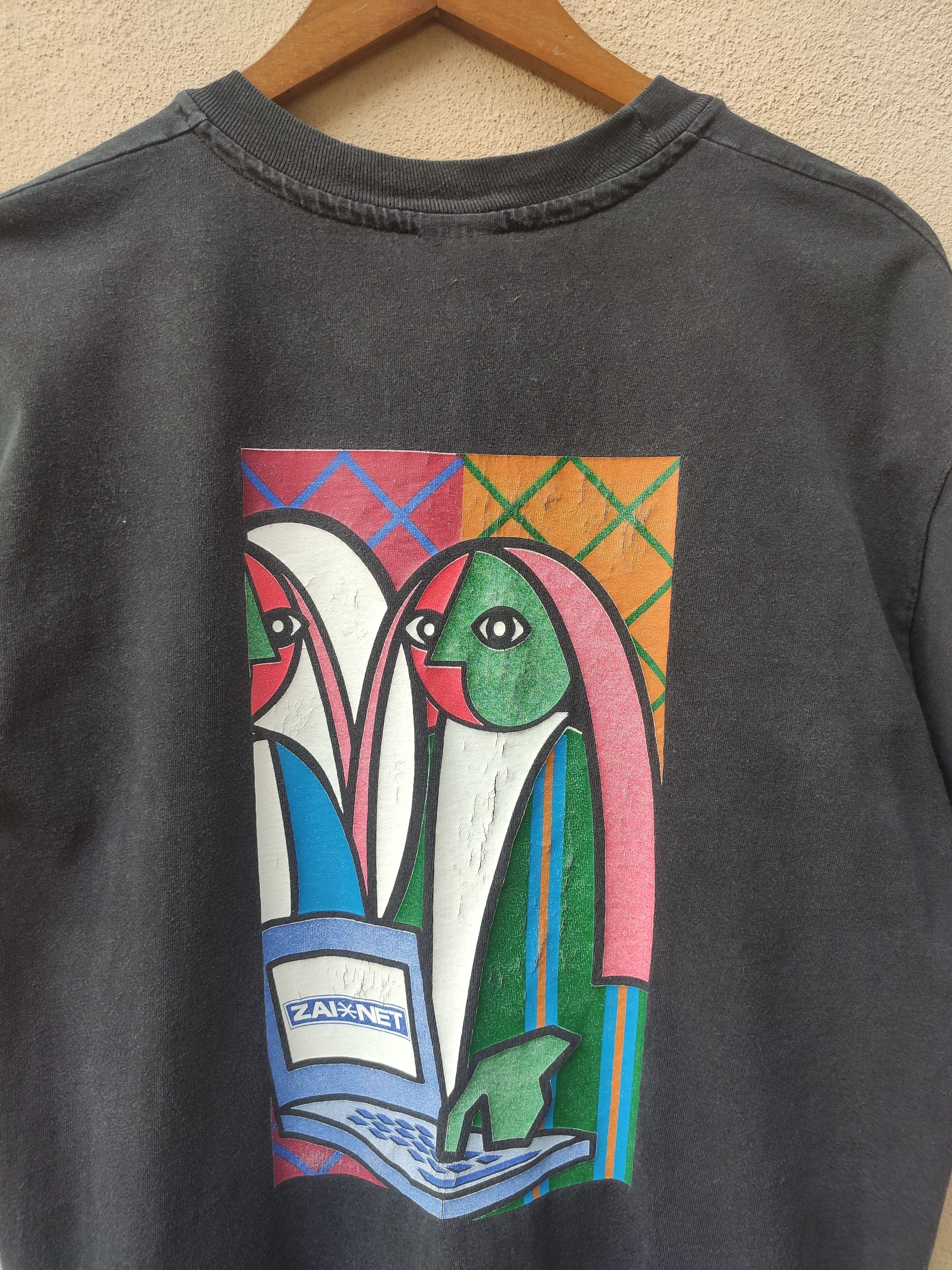 Vintage Vintage 90s Vintage Zai.net t shirt faded black Size US L / EU 52-54 / 3 - 2 Thumbnail