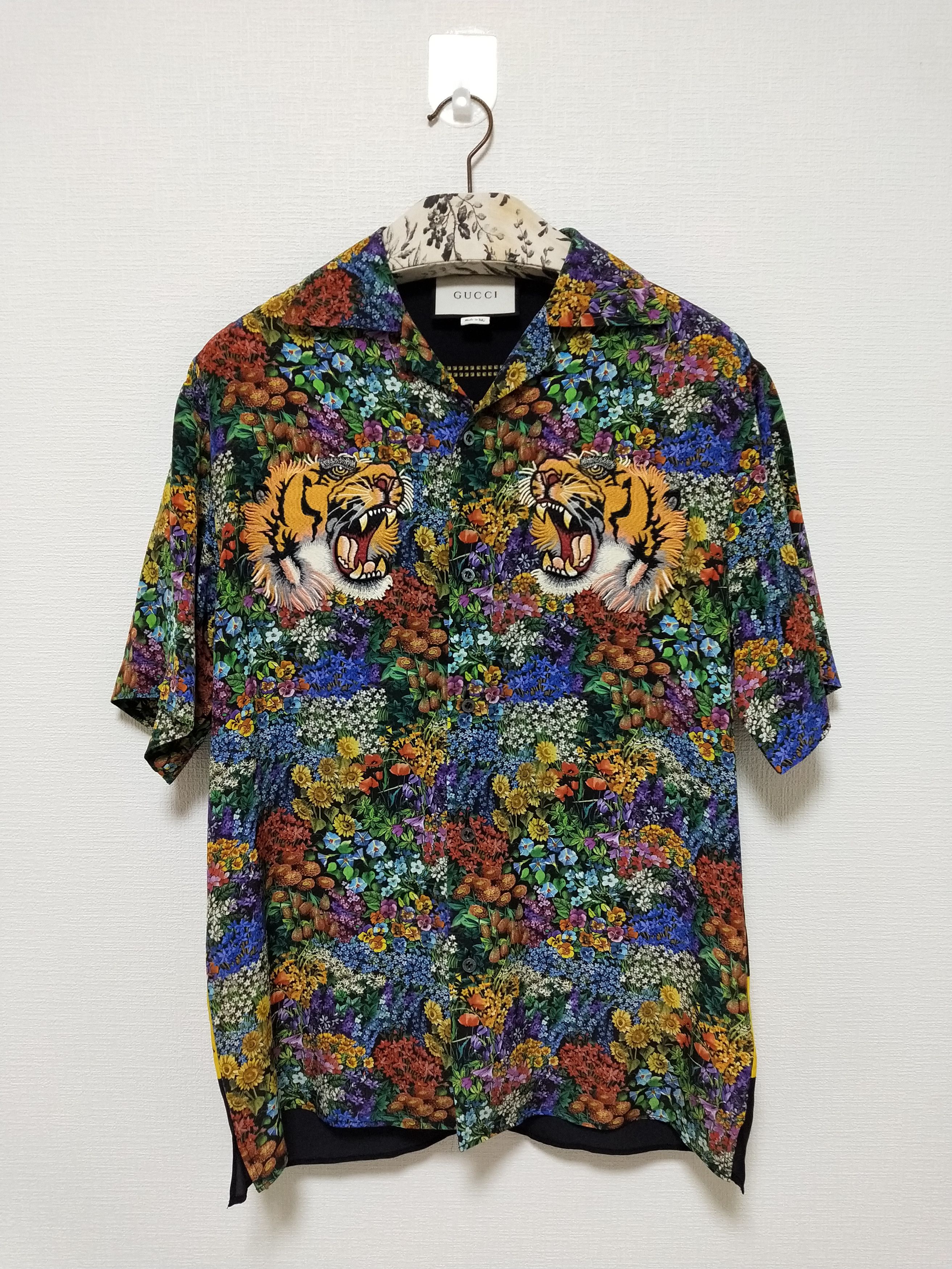 Gucci 2024 flower tiger new men’s dress shirt large