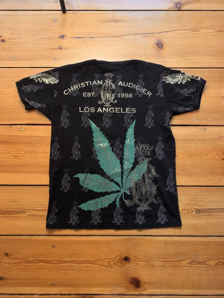 Christian Audigier × Ed Hardy × Vintage Ed Hardy by Christian Audigier Weed 420 Fullprint Tee Size US XL / EU 56 / 4 - 1 Thumbnail
