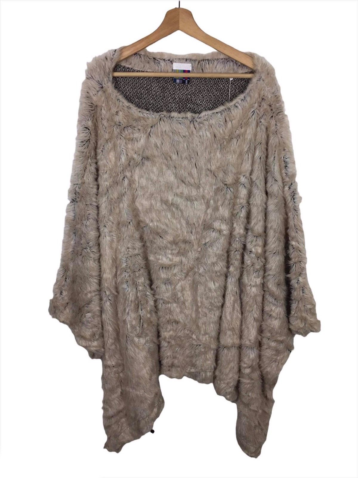 image of Facetasm Acrylic Beige Poncho, Men's (Size 2XL)