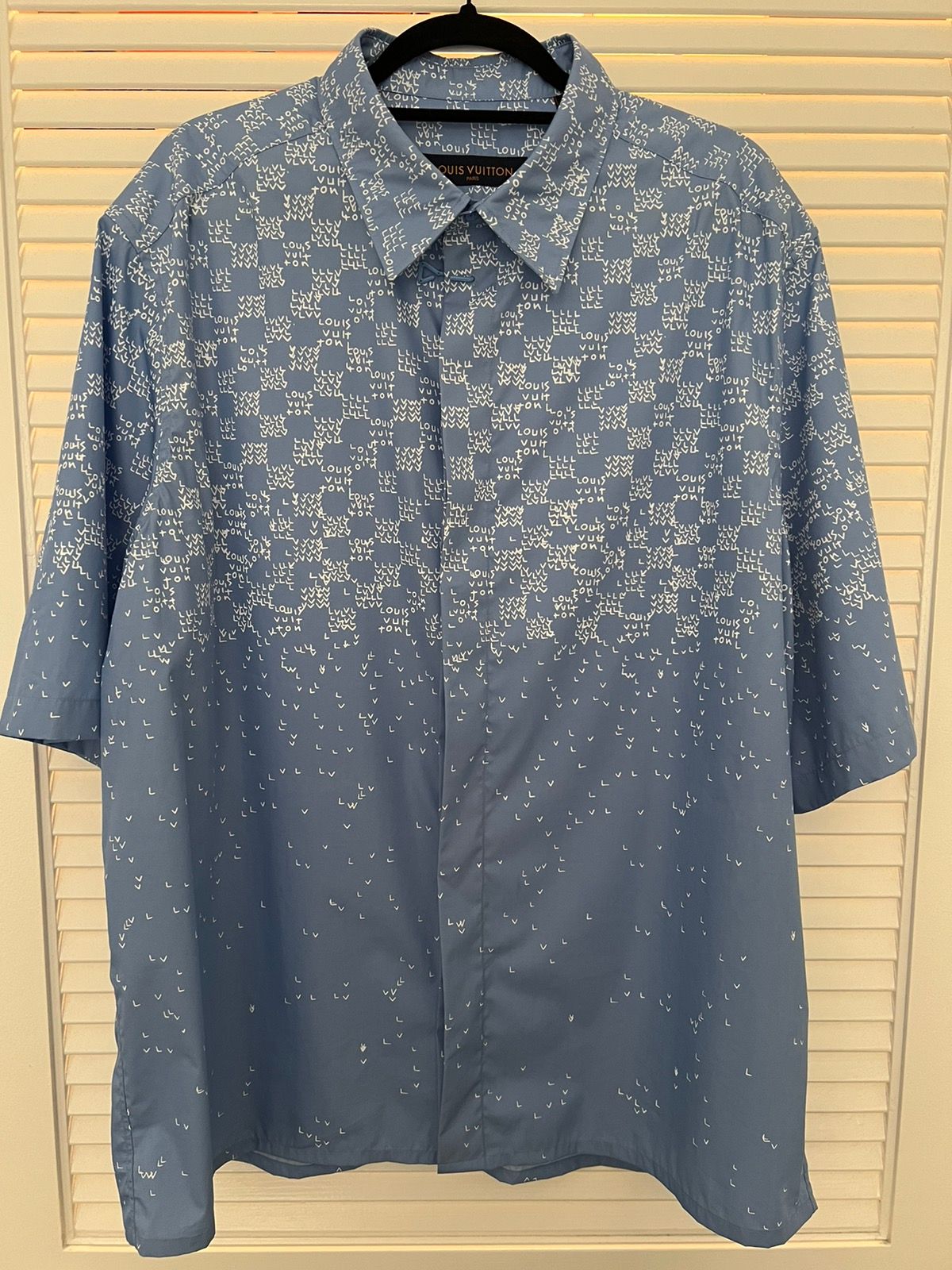 Louis Vuitton Monogram Bandana Hook Detail Long-Sleeved Shirt Blue/White  for Men