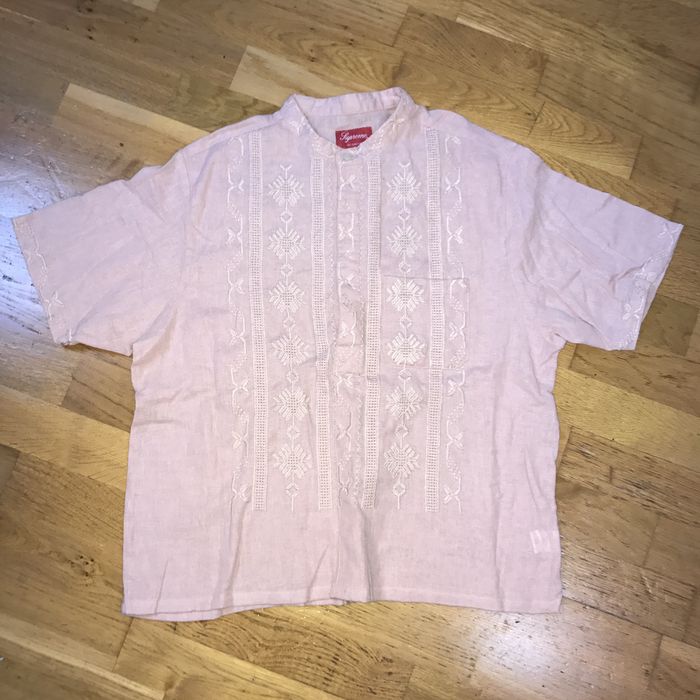 Supreme Supreme Embroidered S/A Band Collar Shirt | Grailed