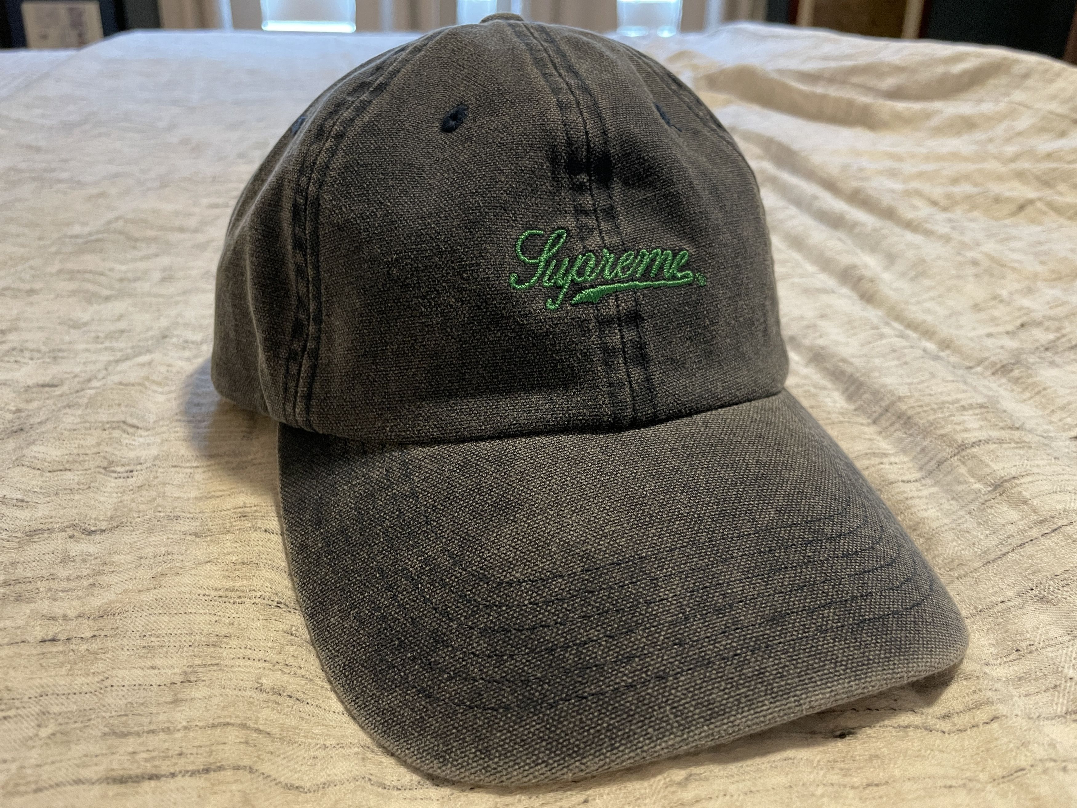 Supreme Distressed Script 6-Panel Supreme Jacquard Script 6