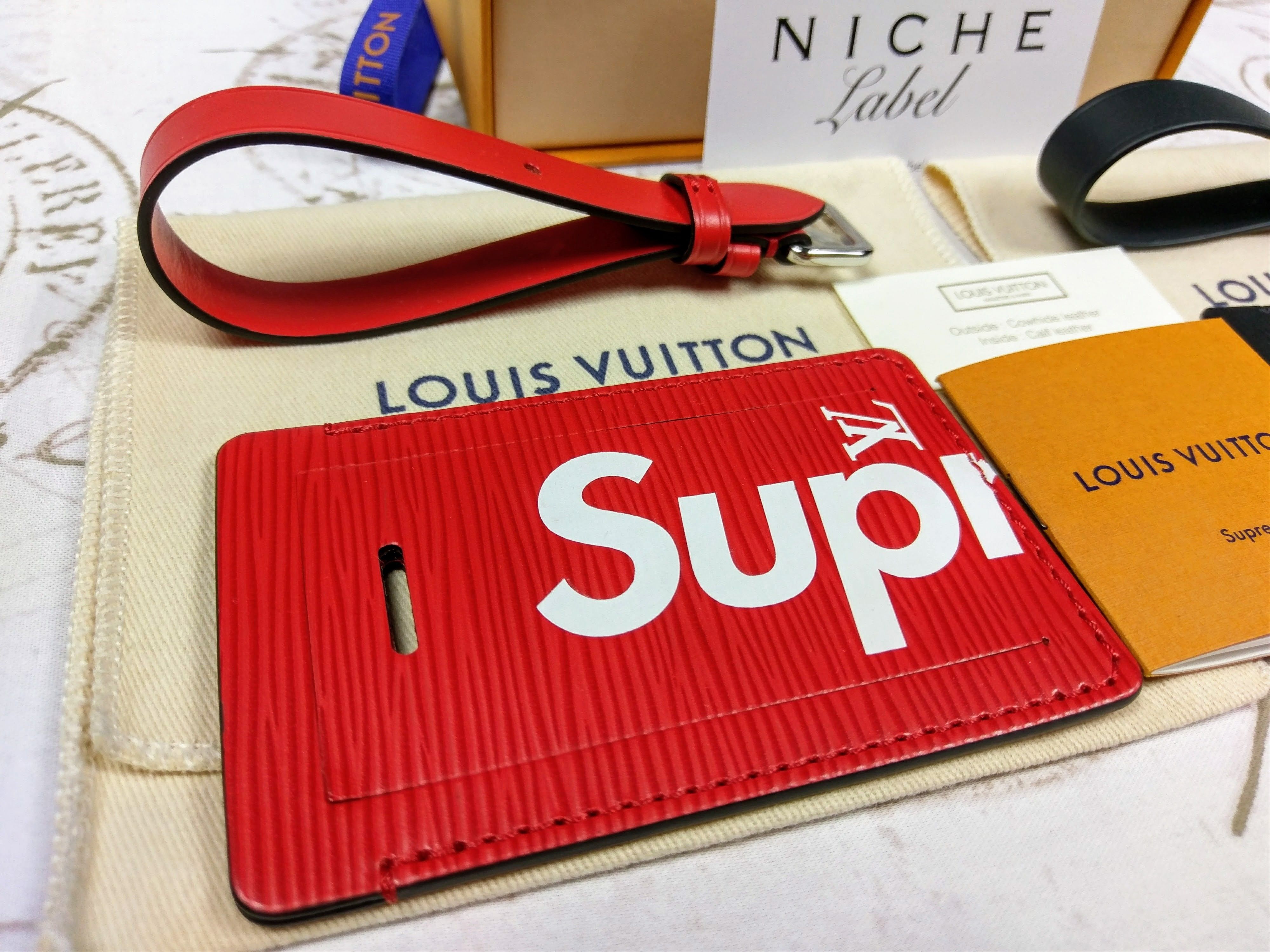 Louis Vuitton Black Epi Leather X Supreme Luggage Tag Louis Vuitton