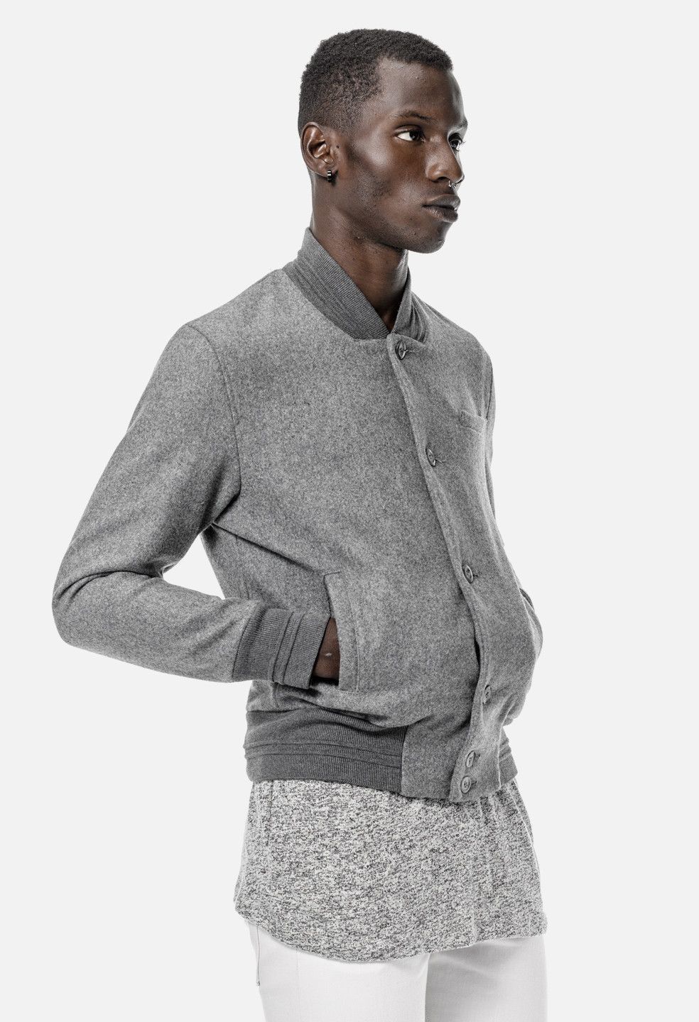John Elliott Wool Varsity Bomber Jacket - Asphalt - Sz M Size US M / EU 48-50 / 2 - 17 Thumbnail