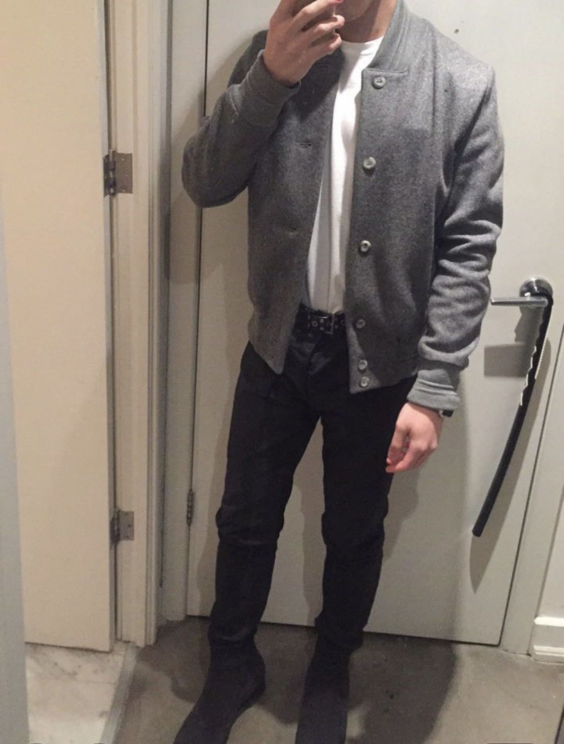 John Elliott Wool Varsity Bomber Jacket - Asphalt - Sz M Size US M / EU 48-50 / 2 - 19 Thumbnail
