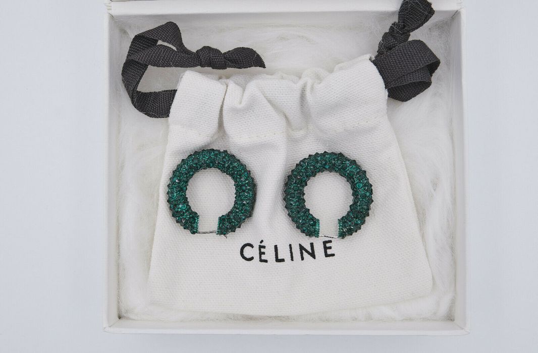 Celine CELINE PHOEBE PHILO CRYSTAL ENAMELED LARGE HOOP EARRINGS Size ONE SIZE - 2 Preview