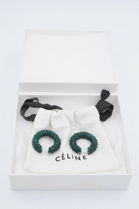 Celine CELINE PHOEBE PHILO CRYSTAL ENAMELED LARGE HOOP EARRINGS Size ONE SIZE - 1 Preview