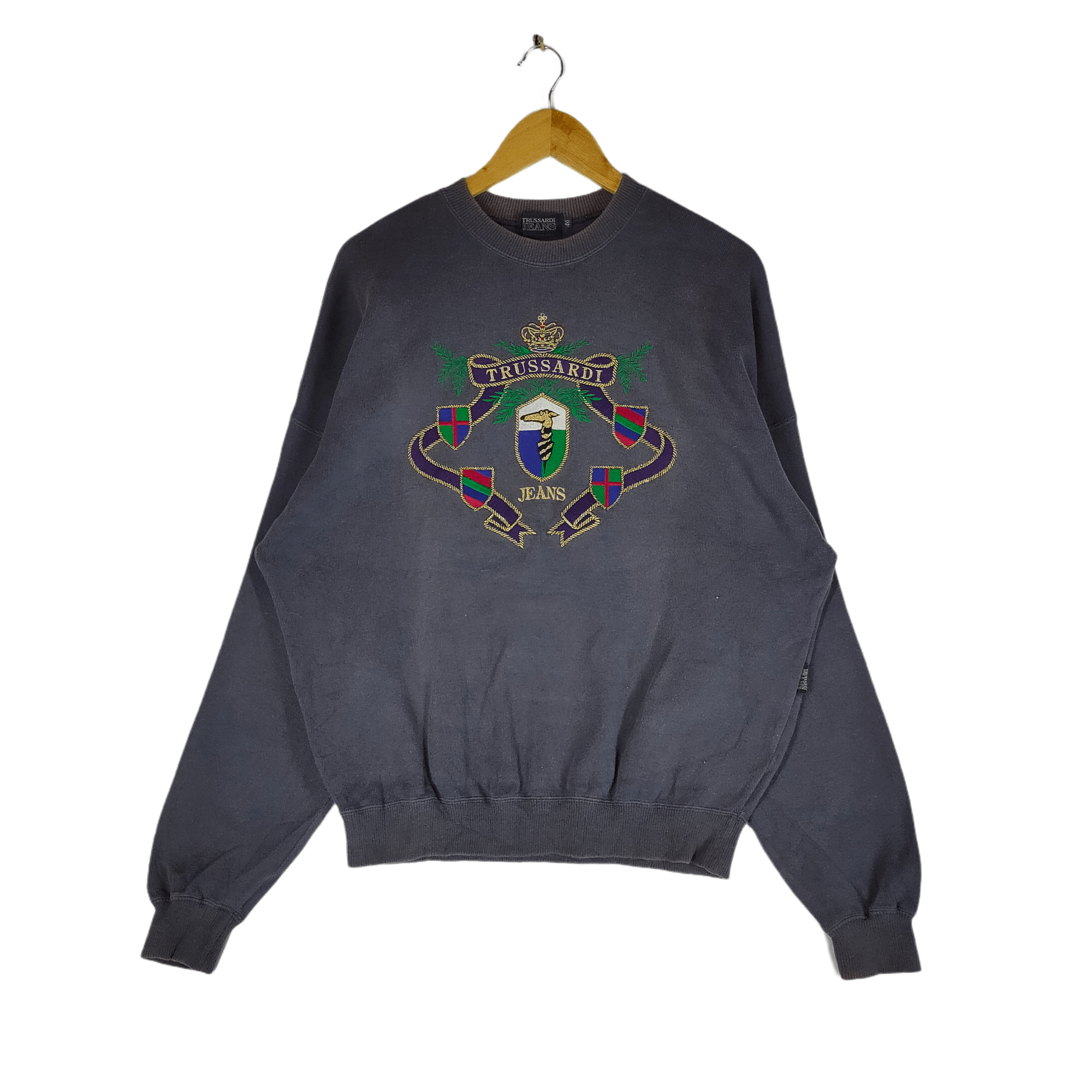 Trussardi × Vintage Vintage TRUSSARDI JEANS Embroidery Big Logo Sweatshirt Size US L / EU 52-54 / 3 - 1 Thumbnail