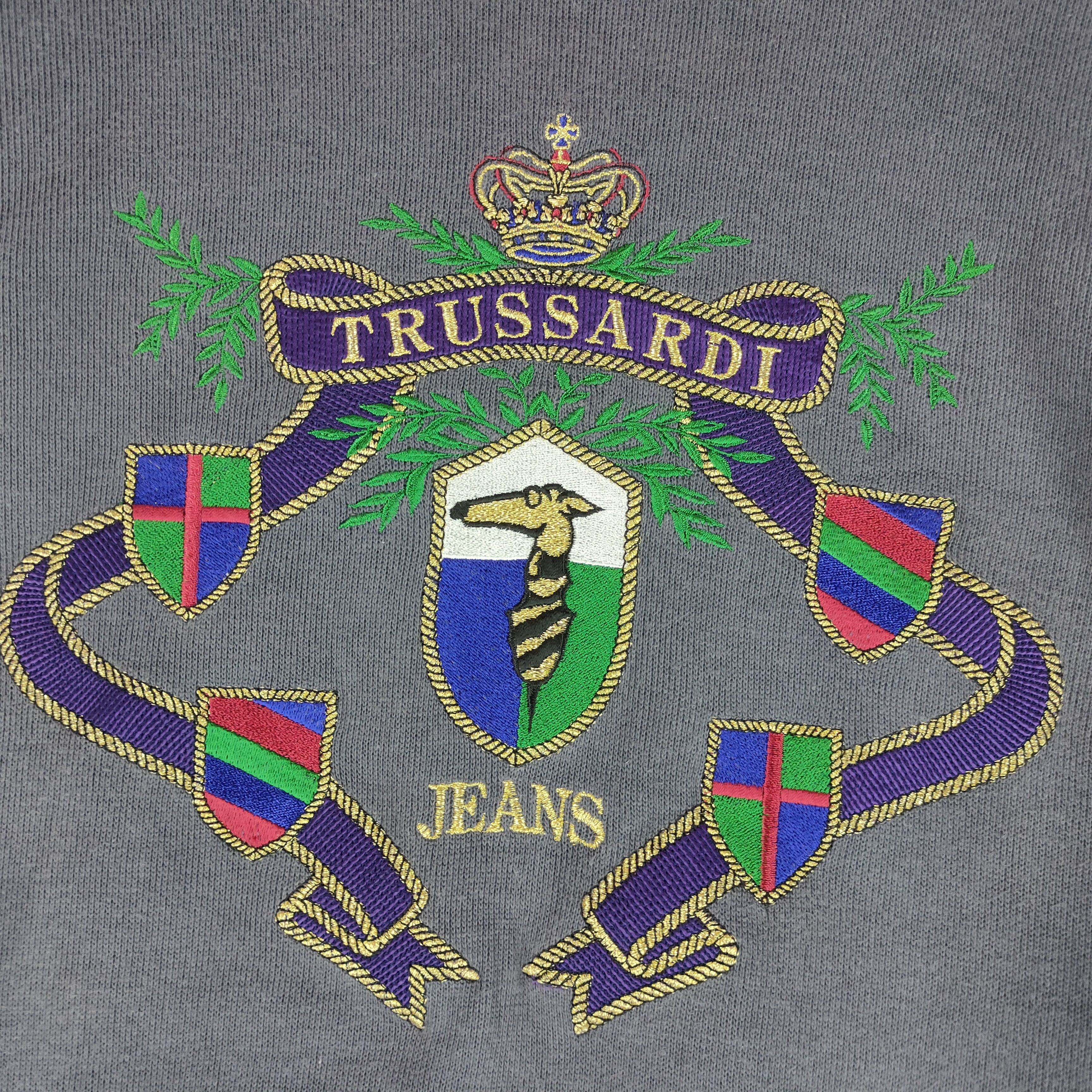 Trussardi × Vintage Vintage TRUSSARDI JEANS Embroidery Big Logo Sweatshirt Size US L / EU 52-54 / 3 - 2 Thumbnail