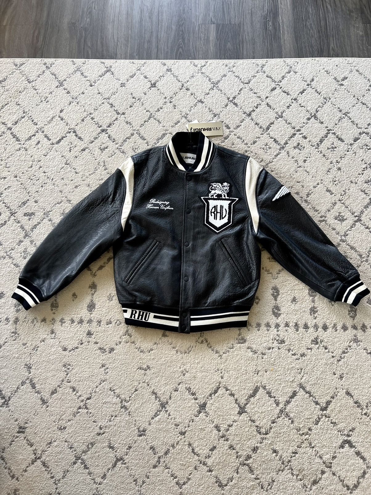 image of Rhude x Zara Rhuigi Zara Leather Bomber Jacket Black, Men's (Size Medium)