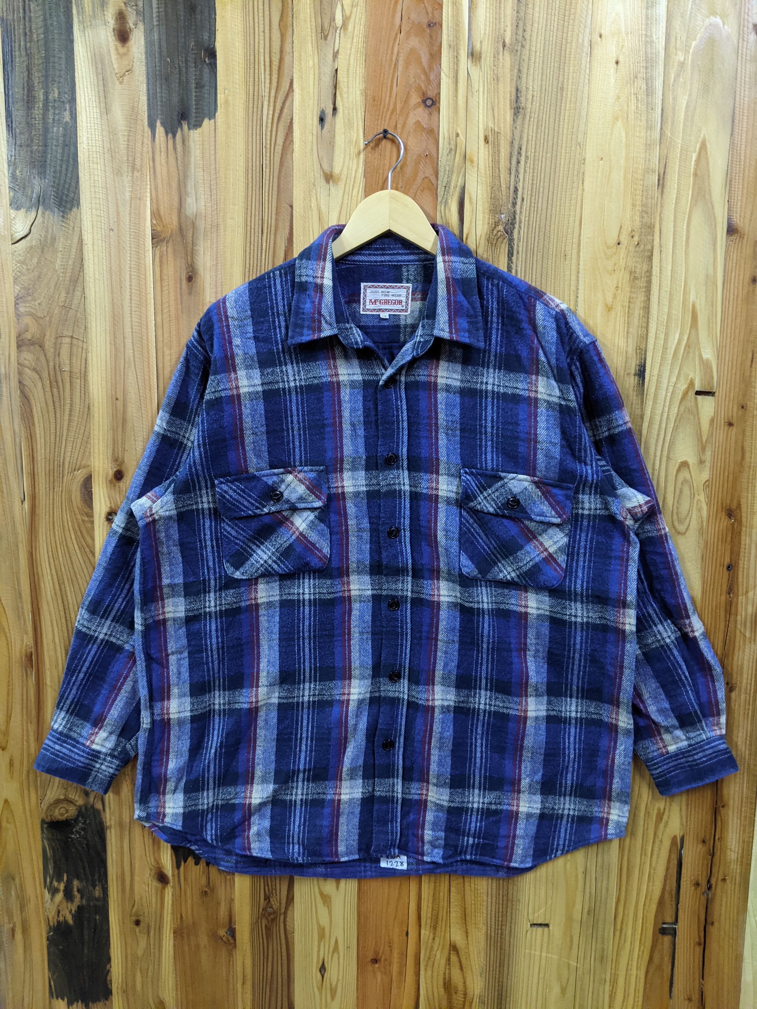 image of Flannel Button Up Shirts By Mcgregor Oversized Shirt in Blue, Men's (Size 2XL)