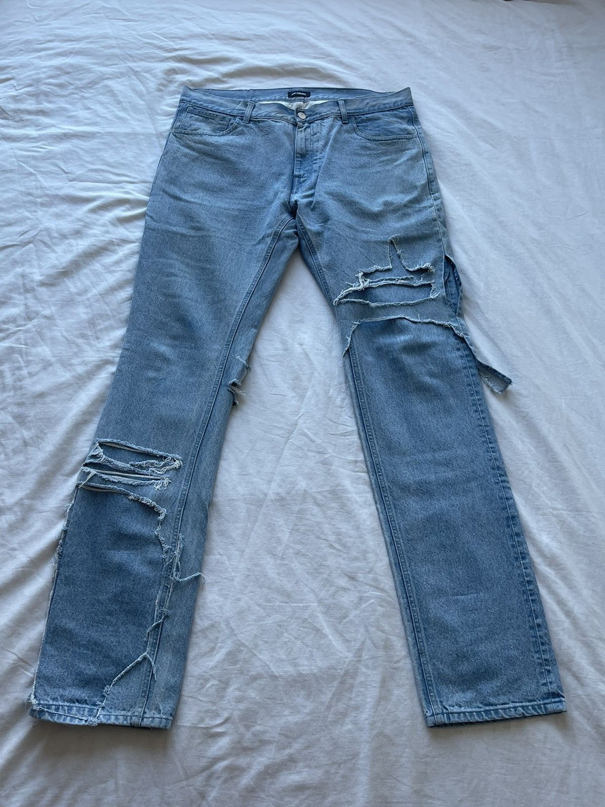 Raf Simons Raf Simons “Destroyed” Double Layered Jeans in Blue (RARE ...