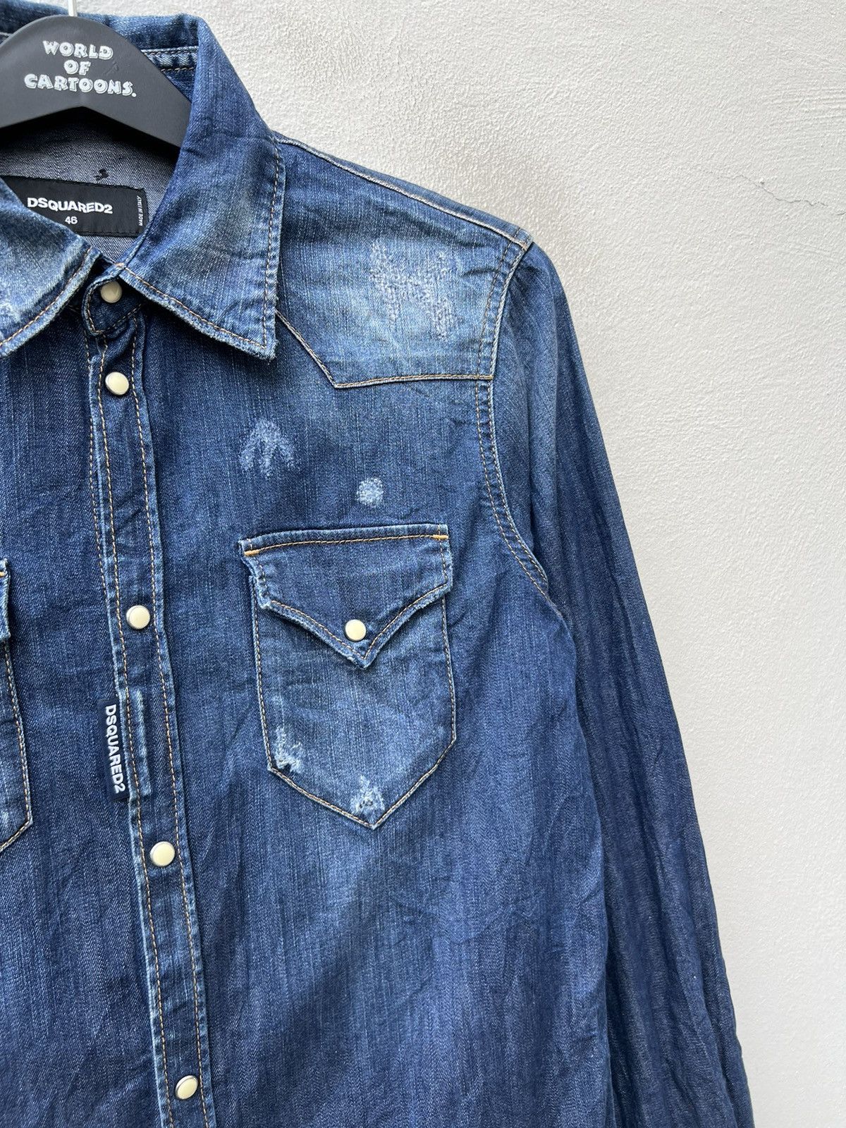 Dsquared2 Dsquared2 Italy Distressed Denim Western Shirt Size US S / EU 44-46 / 1 - 9 Thumbnail