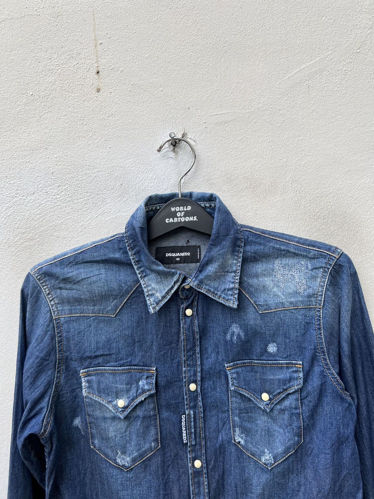 Dsquared2 Dsquared2 Italy Distressed Denim Western Shirt Size US S / EU 44-46 / 1 - 7 Thumbnail