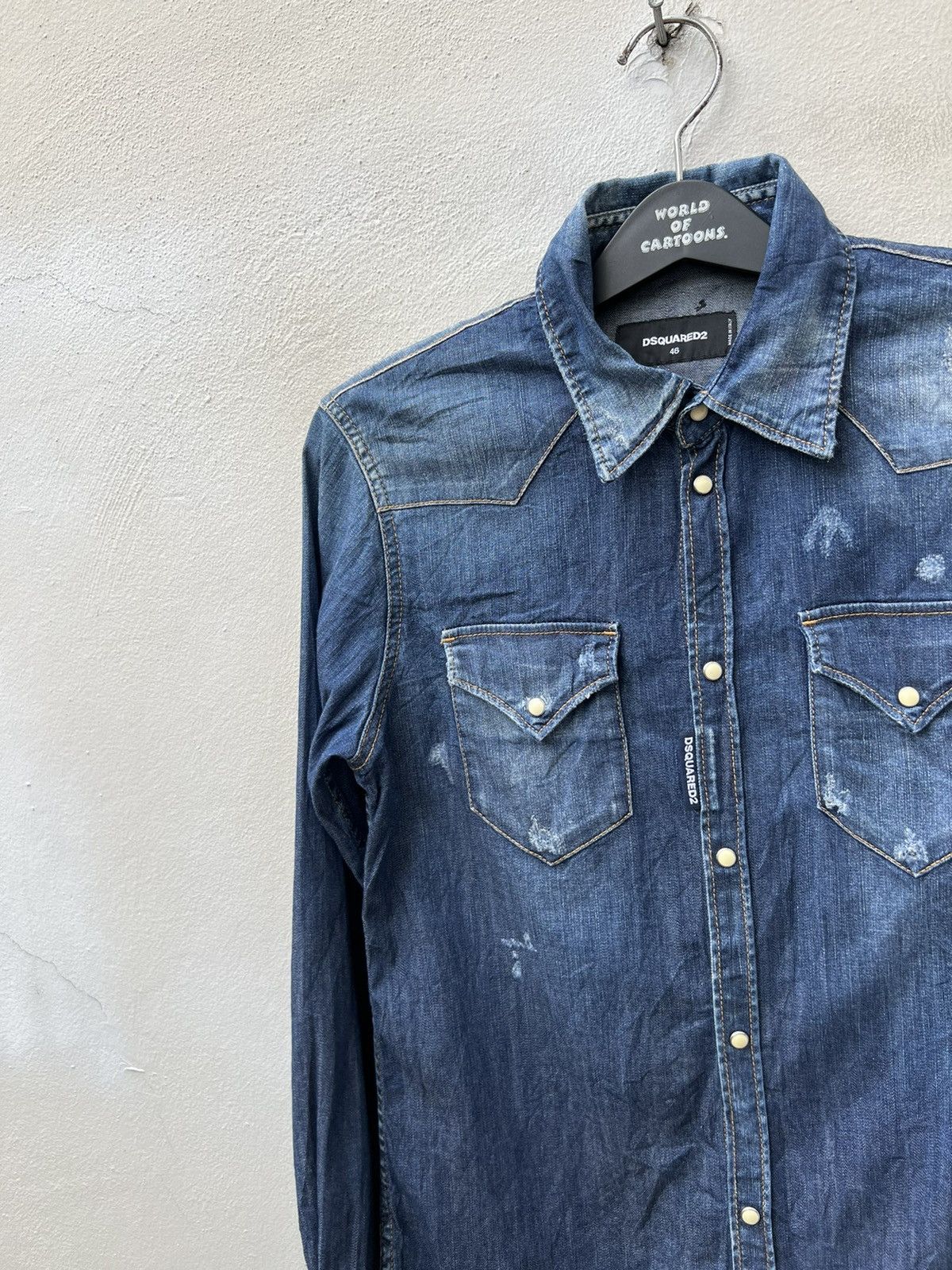Dsquared2 Dsquared2 Italy Distressed Denim Western Shirt Size US S / EU 44-46 / 1 - 12 Thumbnail