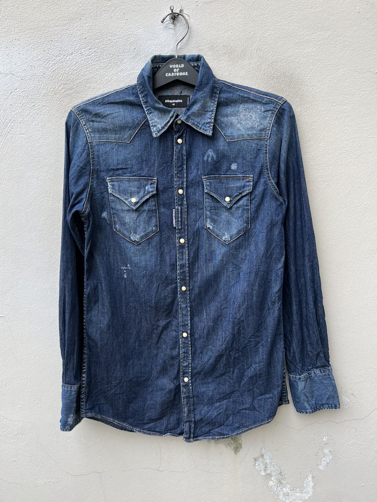 Dsquared2 Dsquared2 Italy Distressed Denim Western Shirt Size US S / EU 44-46 / 1 - 6 Thumbnail