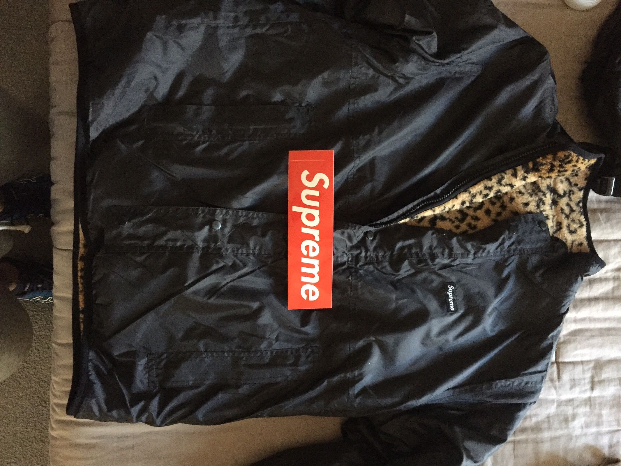 SUPREME leopard fleece jacket