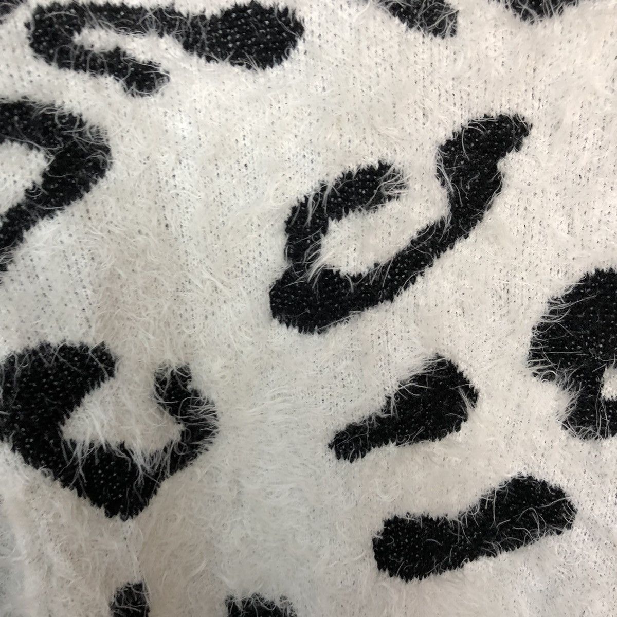 Homespun Knitwear × Japanese Brand Gorge White cow pattern Shaggy Fur Mohair Knitwear #6982 Size S / US 4 / IT 40 - 7 Thumbnail