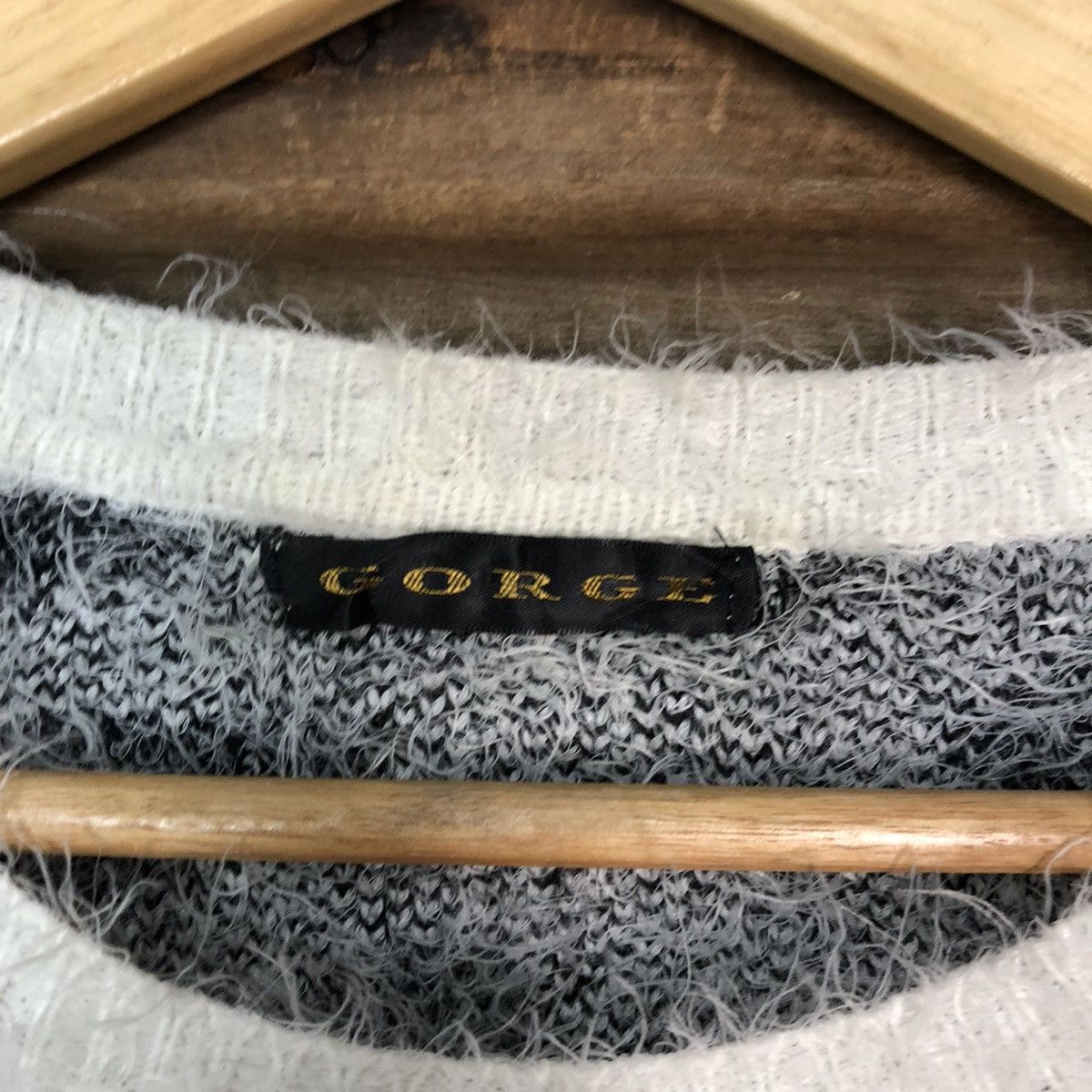 Homespun Knitwear × Japanese Brand Gorge White cow pattern Shaggy Fur Mohair Knitwear #6982 Size S / US 4 / IT 40 - 8 Thumbnail
