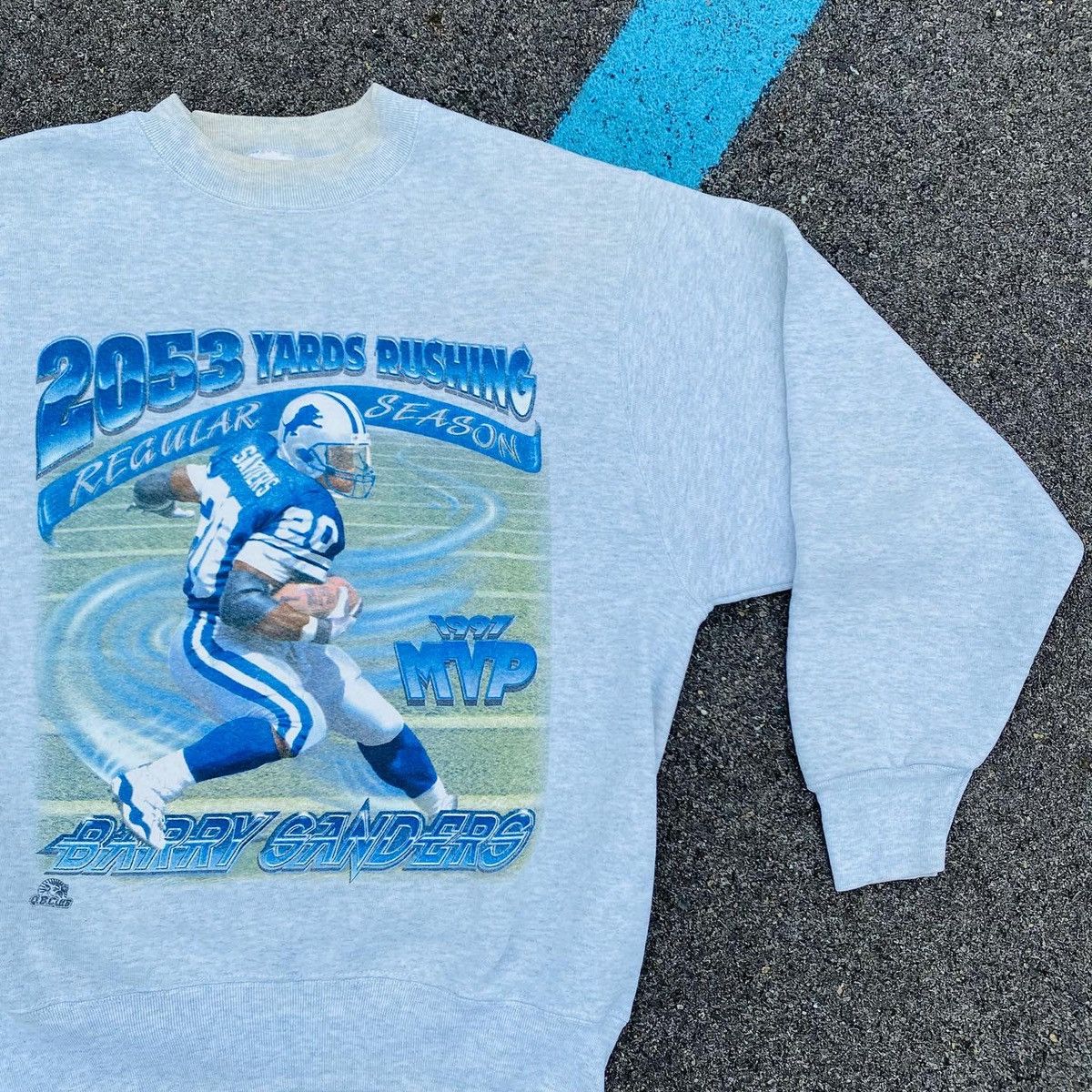 Detroit Lions Barry Sanders Vintage Reebok Distressed T Shirt