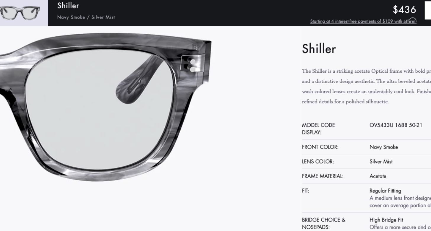 SHILLER OPTICAL Sun OV5433U Navy Smoke/ Silver Mist