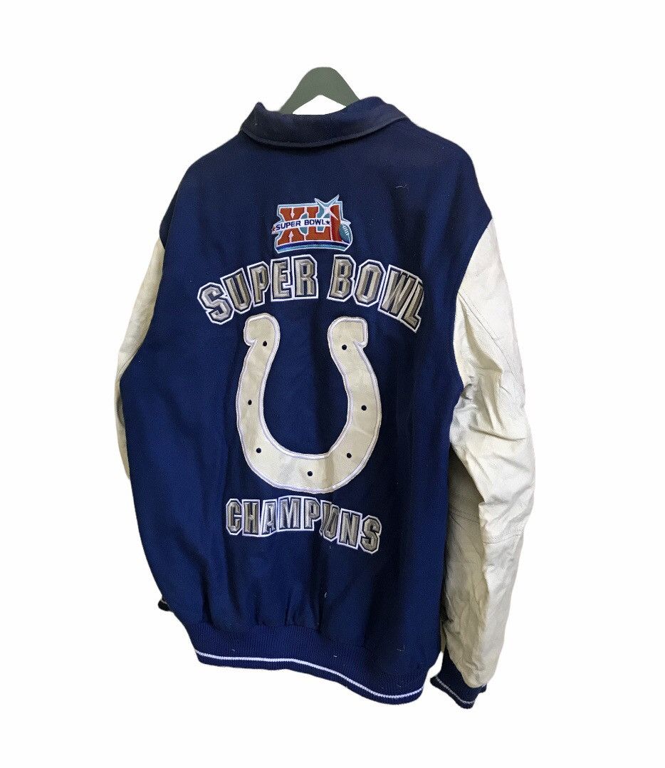 NFL × Vintage Vtg Super Bowl Champions Leather Sleeve Wool Varsity Jacket Size US L / EU 52-54 / 3 - 15 Thumbnail
