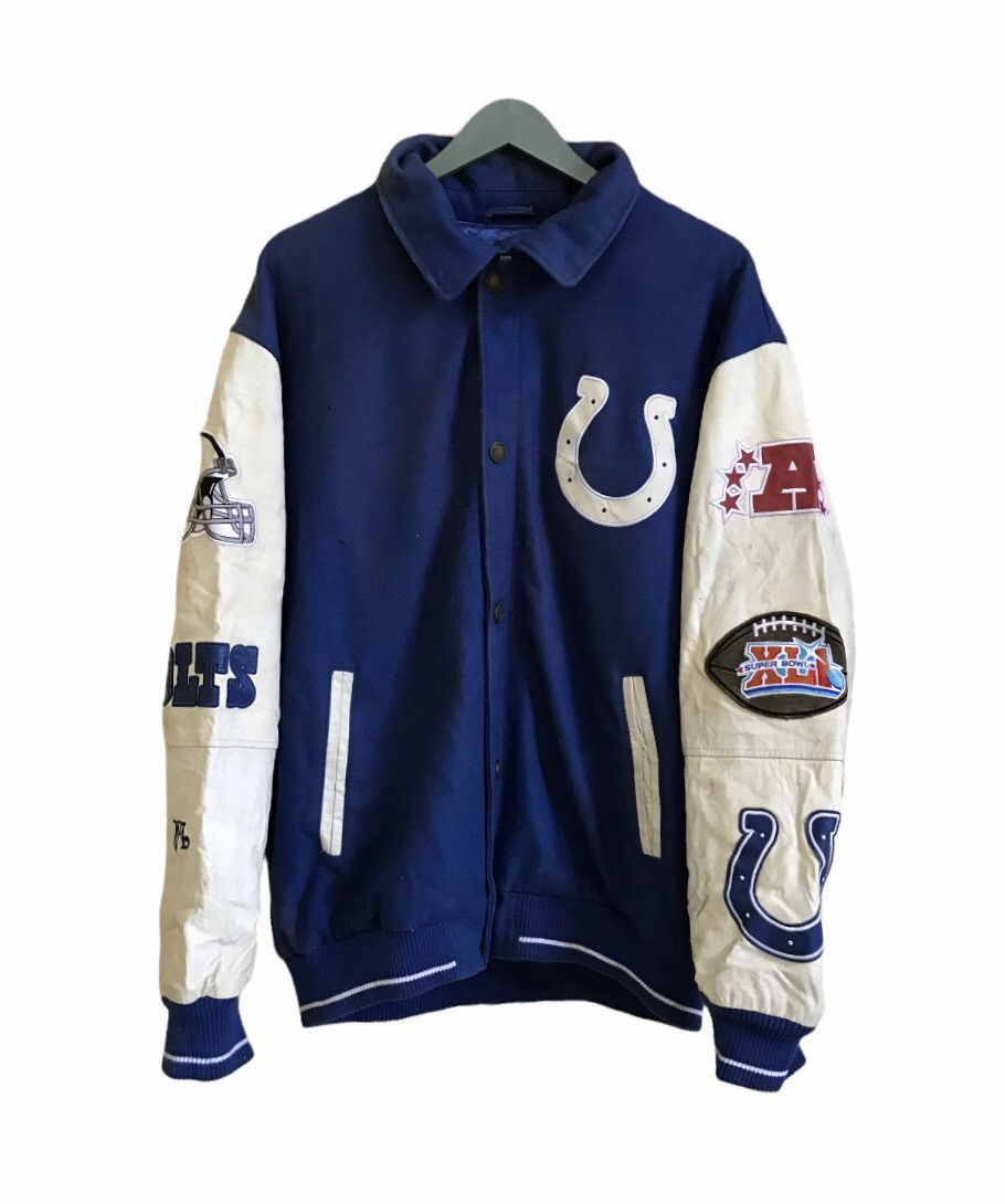 NFL × Vintage Vtg Super Bowl Champions Leather Sleeve Wool Varsity Jacket Size US L / EU 52-54 / 3 - 1 Thumbnail