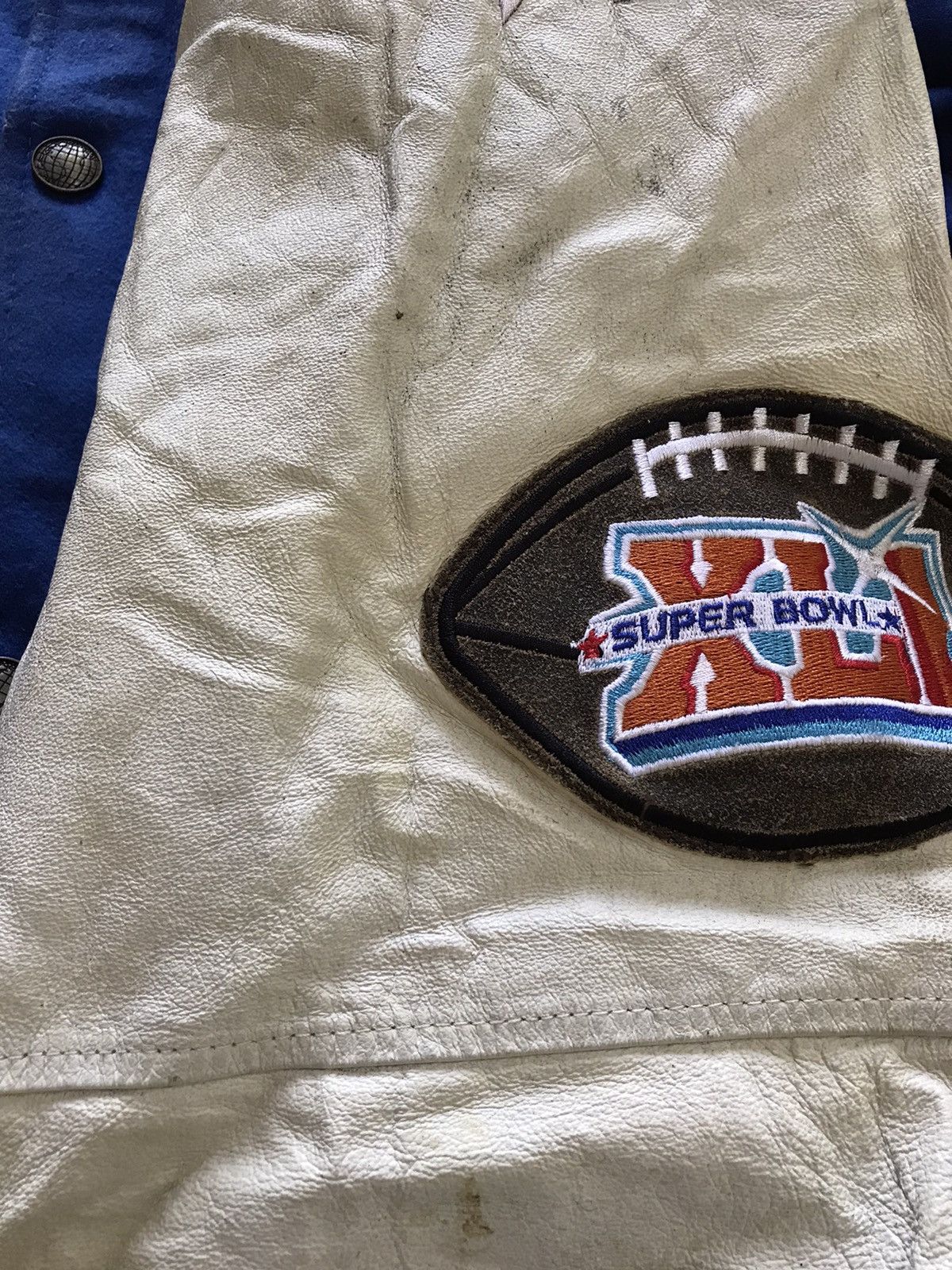 NFL × Vintage Vtg Super Bowl Champions Leather Sleeve Wool Varsity Jacket Size US L / EU 52-54 / 3 - 11 Thumbnail