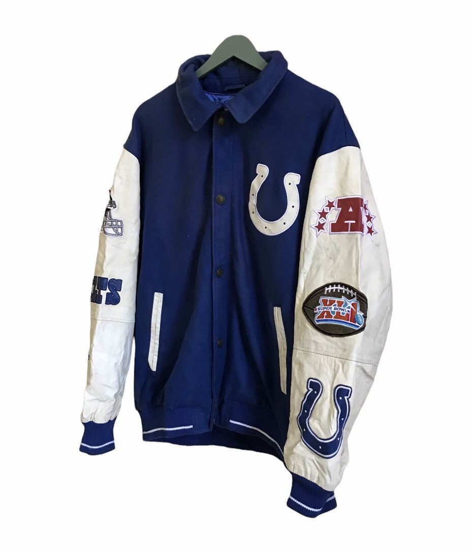 NFL × Vintage Vtg Super Bowl Champions Leather Sleeve Wool Varsity Jacket Size US L / EU 52-54 / 3 - 2 Thumbnail