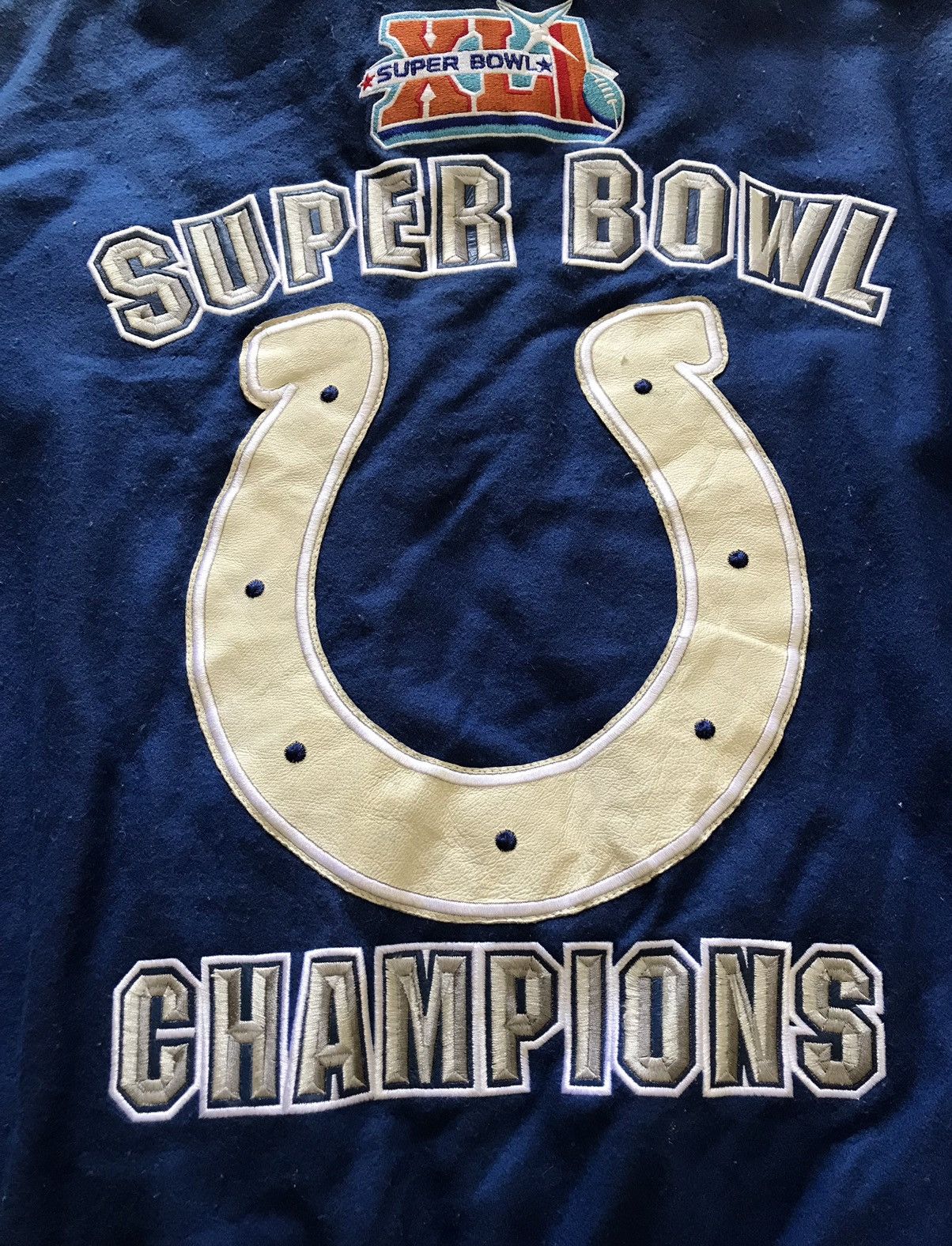 NFL × Vintage Vtg Super Bowl Champions Leather Sleeve Wool Varsity Jacket Size US L / EU 52-54 / 3 - 16 Thumbnail