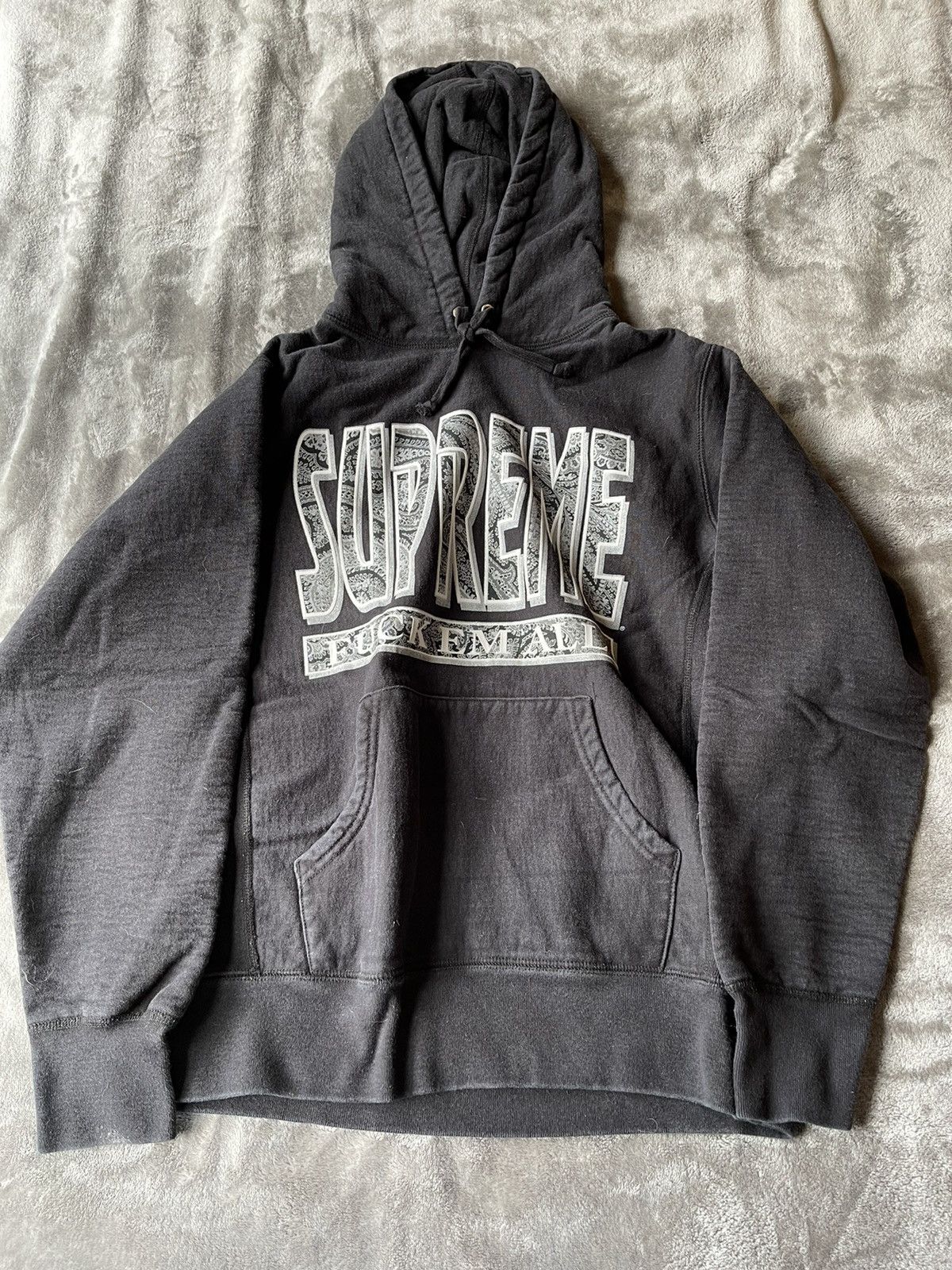 Supreme Supreme Paisley Fuck Em All Hoodie Black S | Grailed
