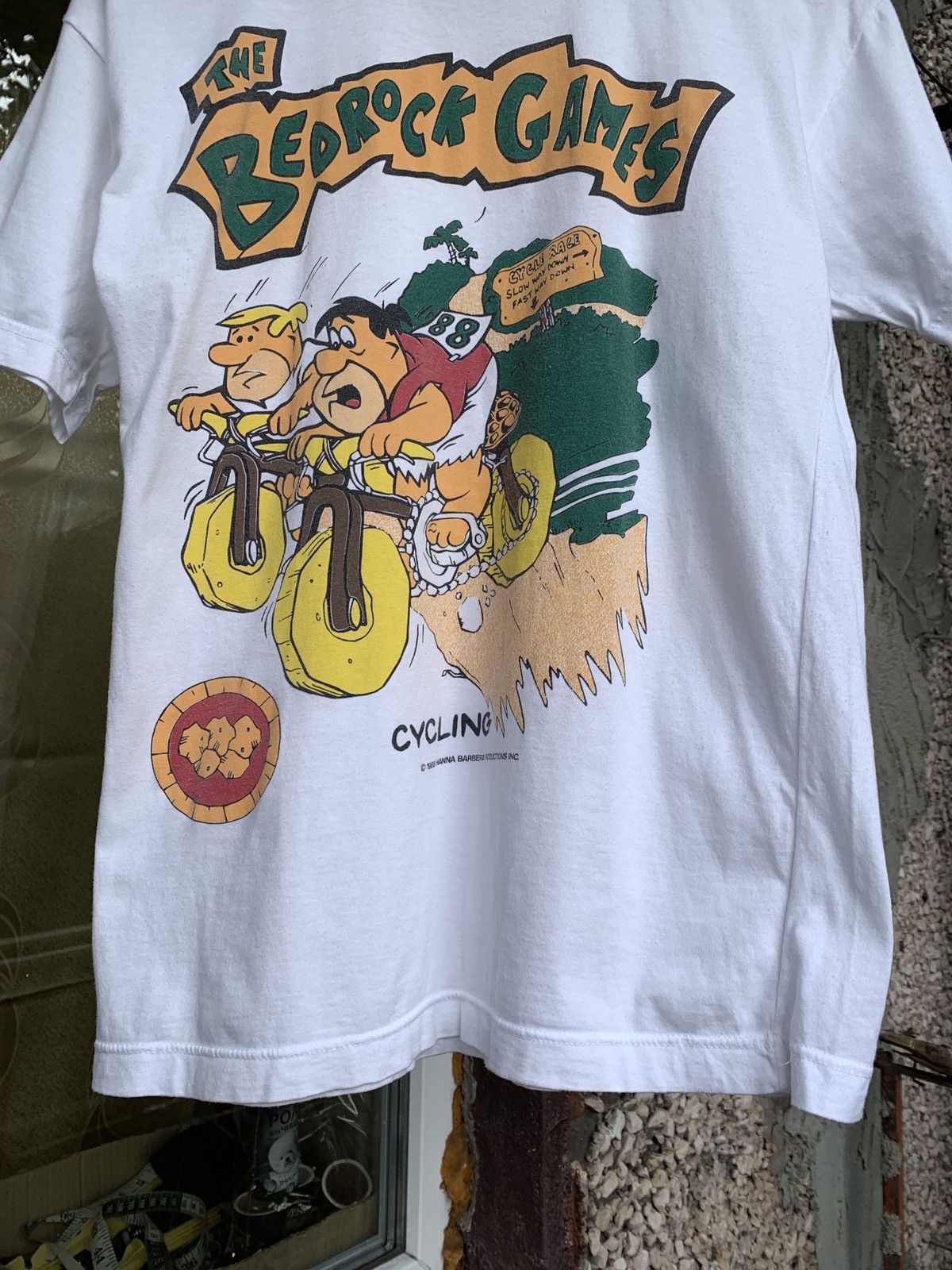 Cartoon Network Vintage Flintstones Cycling The Bed Rock Games White T-Shirt Size US S / EU 44-46 / 1 - 5 Thumbnail