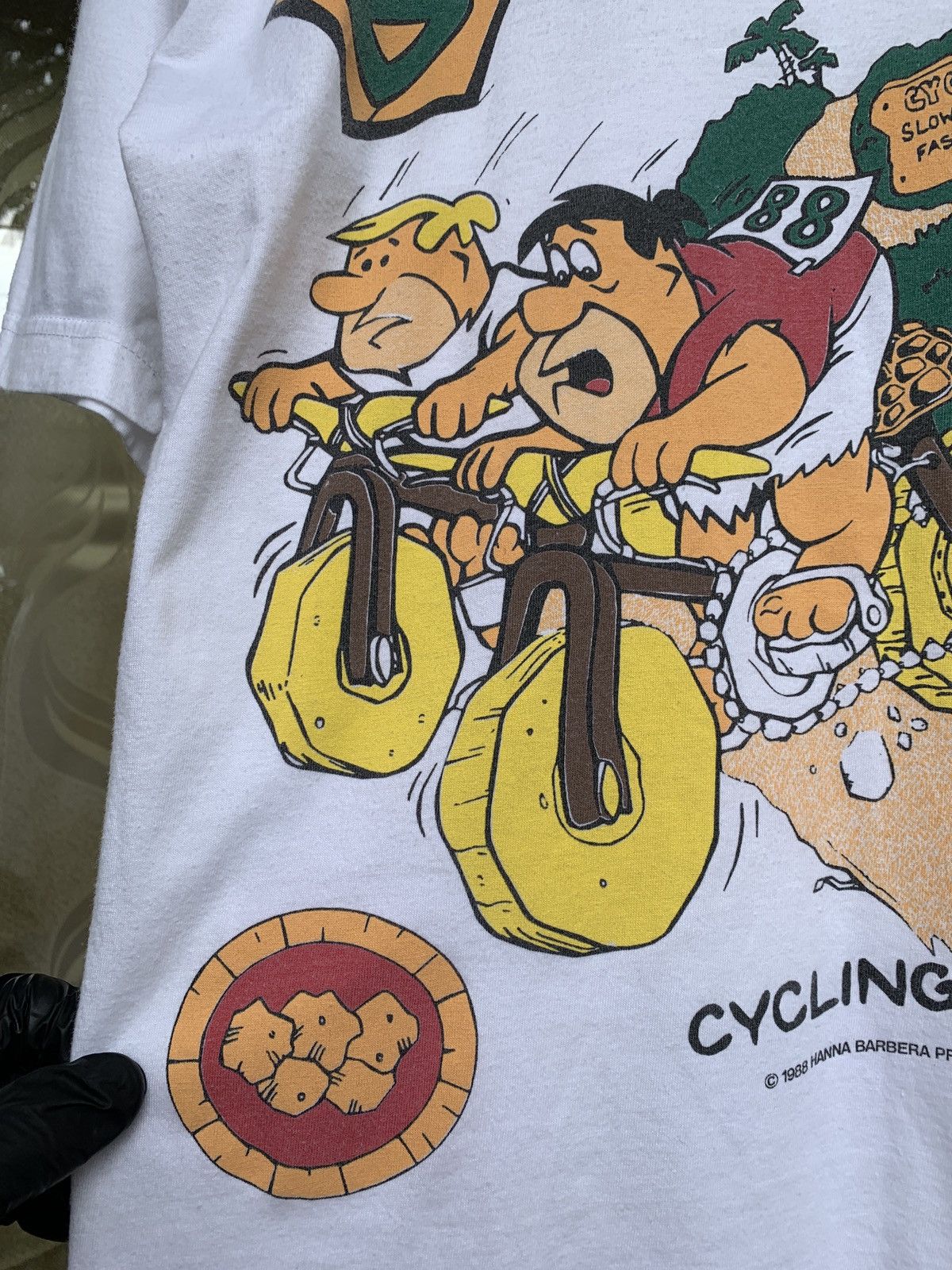 Cartoon Network Vintage Flintstones Cycling The Bed Rock Games White T-Shirt Size US S / EU 44-46 / 1 - 7 Thumbnail