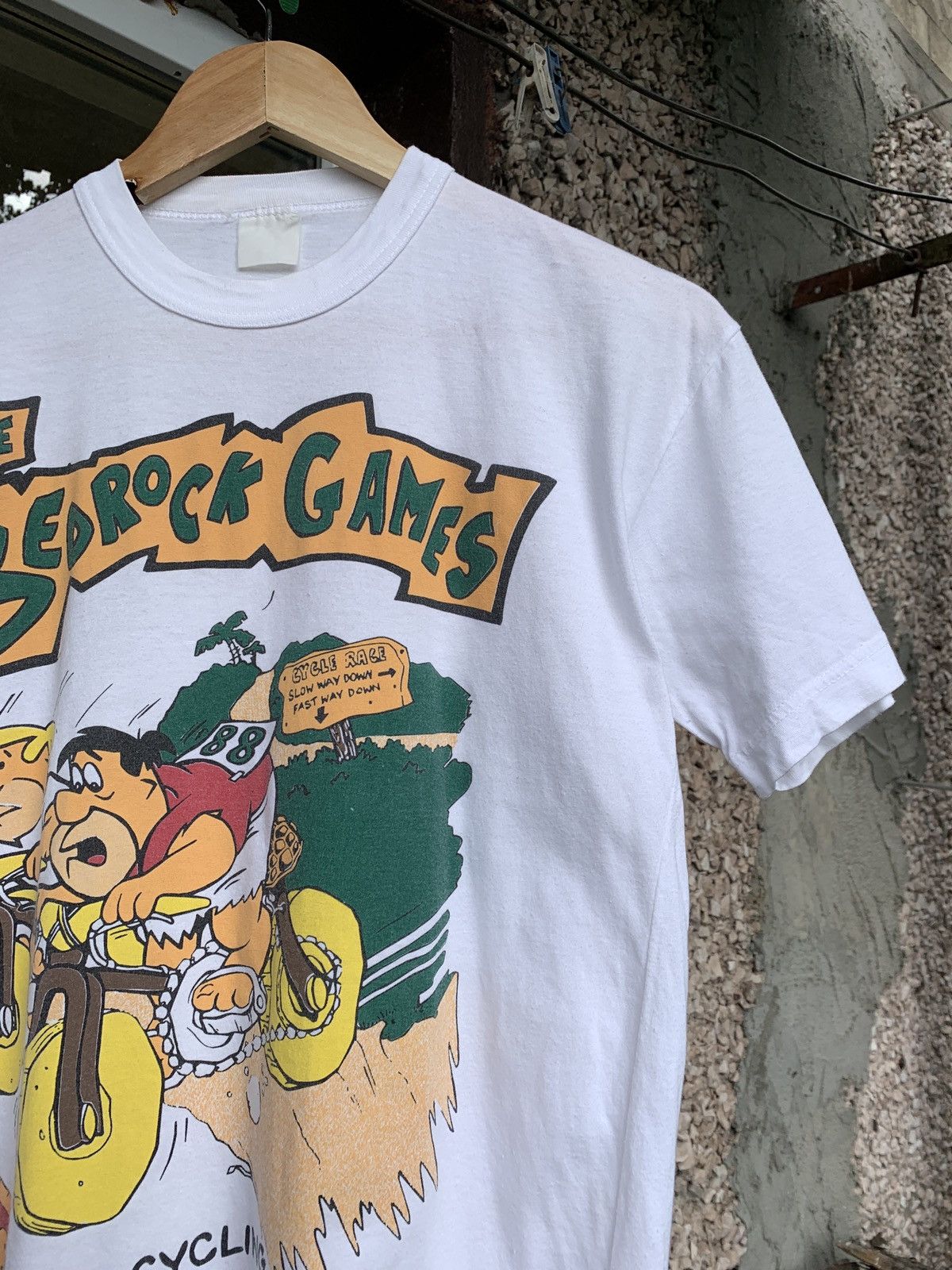 Cartoon Network Vintage Flintstones Cycling The Bed Rock Games White T-Shirt Size US S / EU 44-46 / 1 - 4 Thumbnail